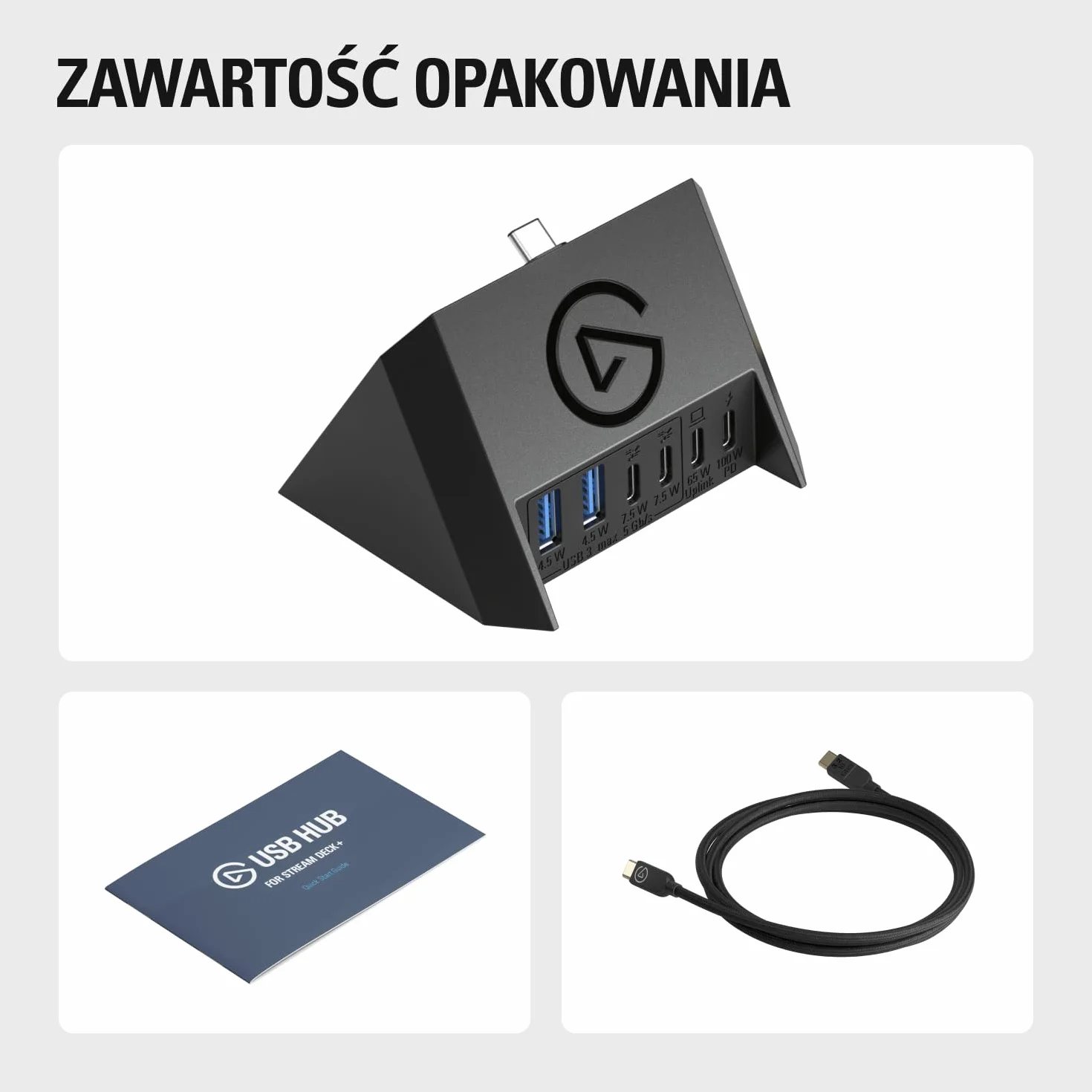 Elgato USB Hub – Do Stream Deck +, 2 Porty USB-C/2 Porty USB-A, Zasilanie, Czytnik Kart SD/MicroSD – USB-C, Mac/PC, Stream Deck i Zasilacz Nie Znajdują Się w Zestawie | 2 x USB-A, 2 x USB-C 5 Gb/s, czytnik kart SD/microSD, 100 W Power Delivery, PC/Mac