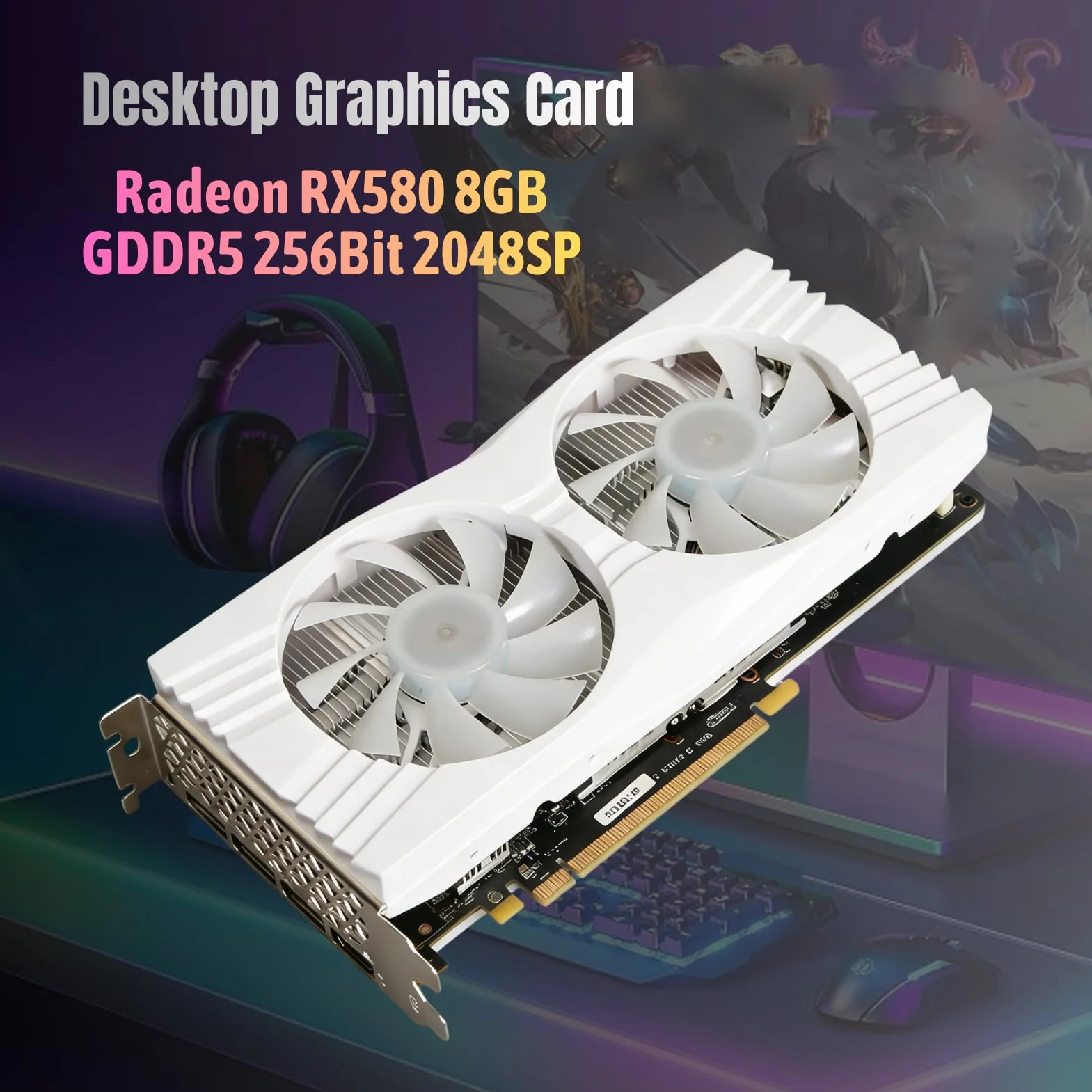Dual Radeon RX580 8G GDDR6 gamingowa karta graficzna 256 bitów, 1284 MHz, GPU PCI Express 3,0 x 16, do gier komputerowych z 3 x DP,​ 1 x interfejs multimedialny HD