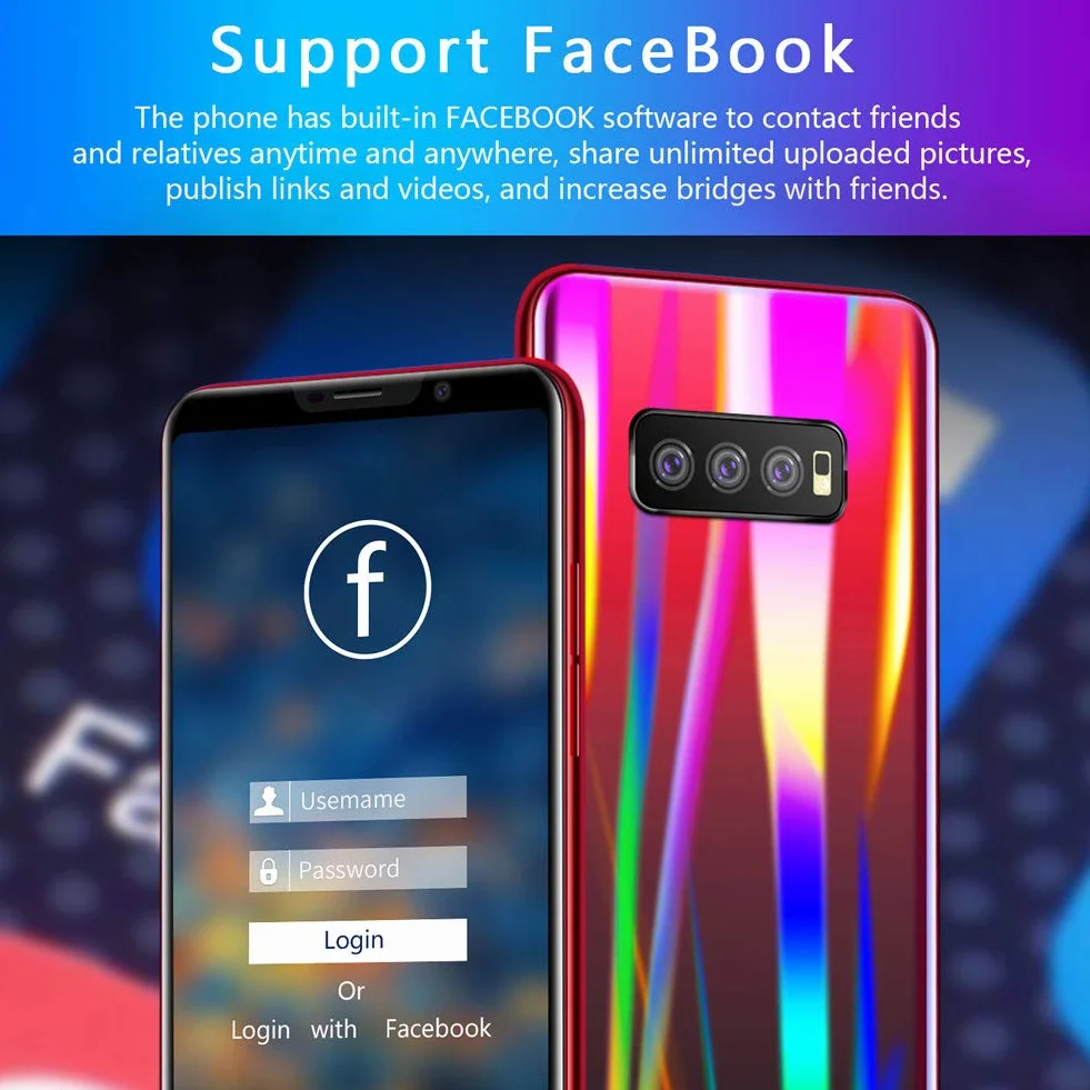 Smartfon, telefon komórkowy 5,5" Android Os 7.0 system odblokowywanie odcisków palców rozpoznawanie twarzy 1G + 16G rozdzielczość 1080X720 S11 Gradient red