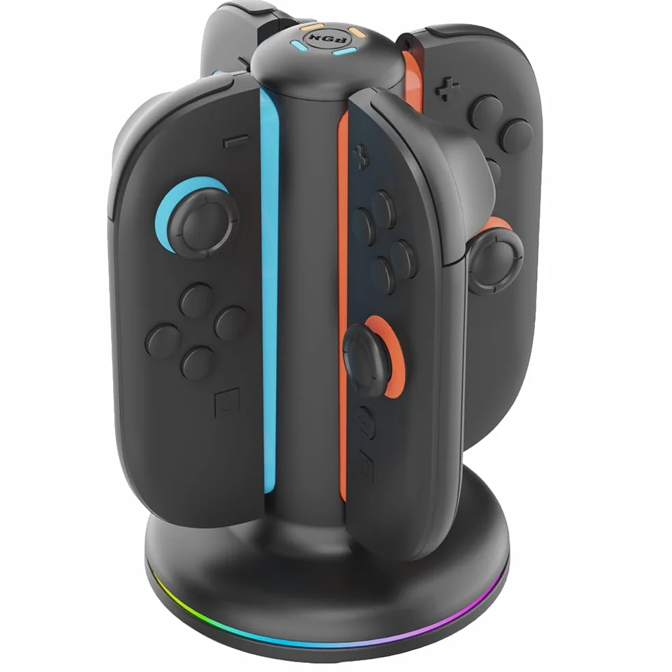 Ładowarka 4 w 1 do przełącznika Magnetyczna stacja dokująca z uchwytem LED Joy-Con i akcesoriami