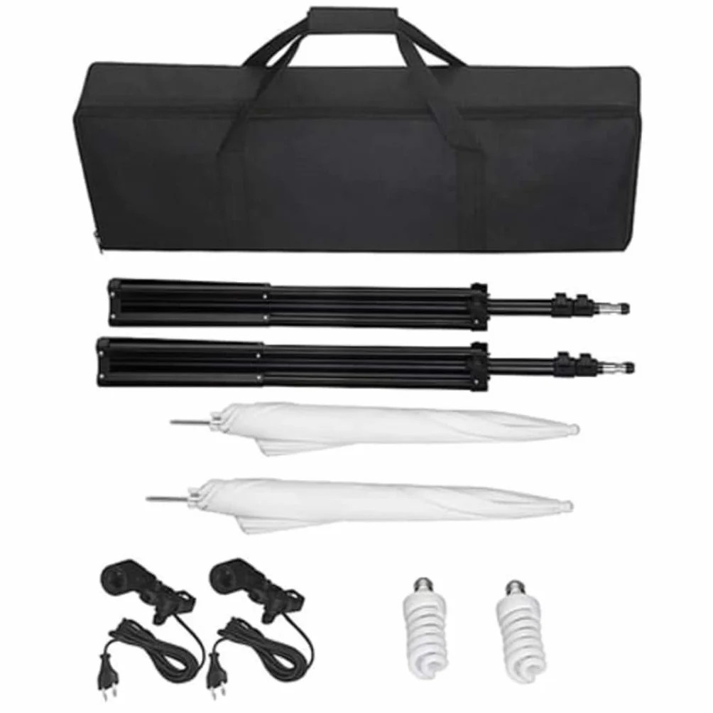 Zestaw do studia fotograficznego z tłem 500 x 300 cm, lampy dzienne 5500 K, statyw z regulacją wysokości do 230 cm, dwa abażury, aluminiowa rama, idealny do portretów, zdjęć produktów i