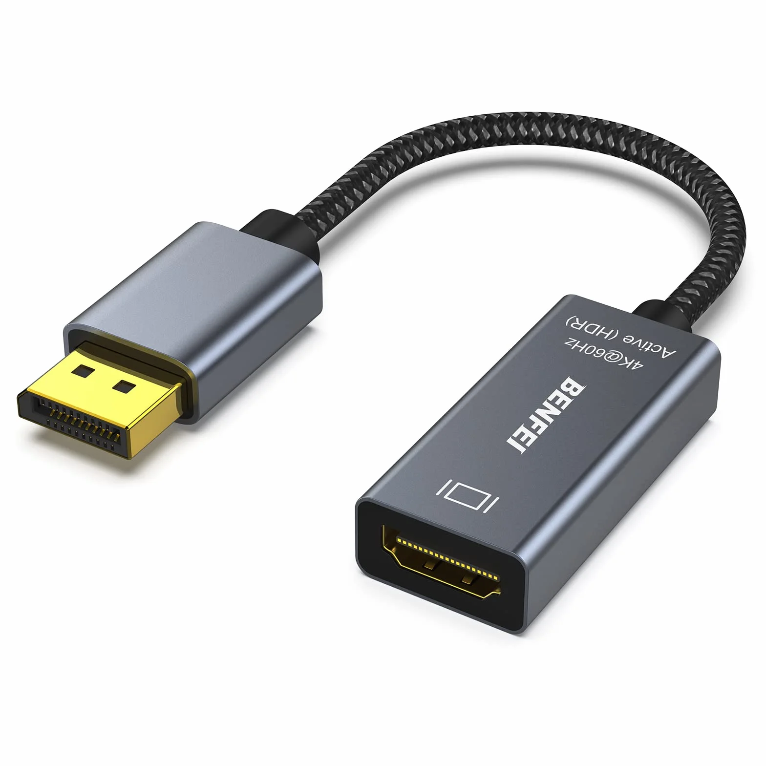 BENFEI Aktywny adapter DisplayPort na HDMI 4K przy 60 Hz, kompatybilny z komputerem, laptopami, komputerami stacjonarnymi, tabletami lub stacjami dokującymi DisplayPort, obsługa Eyefinity do gier na