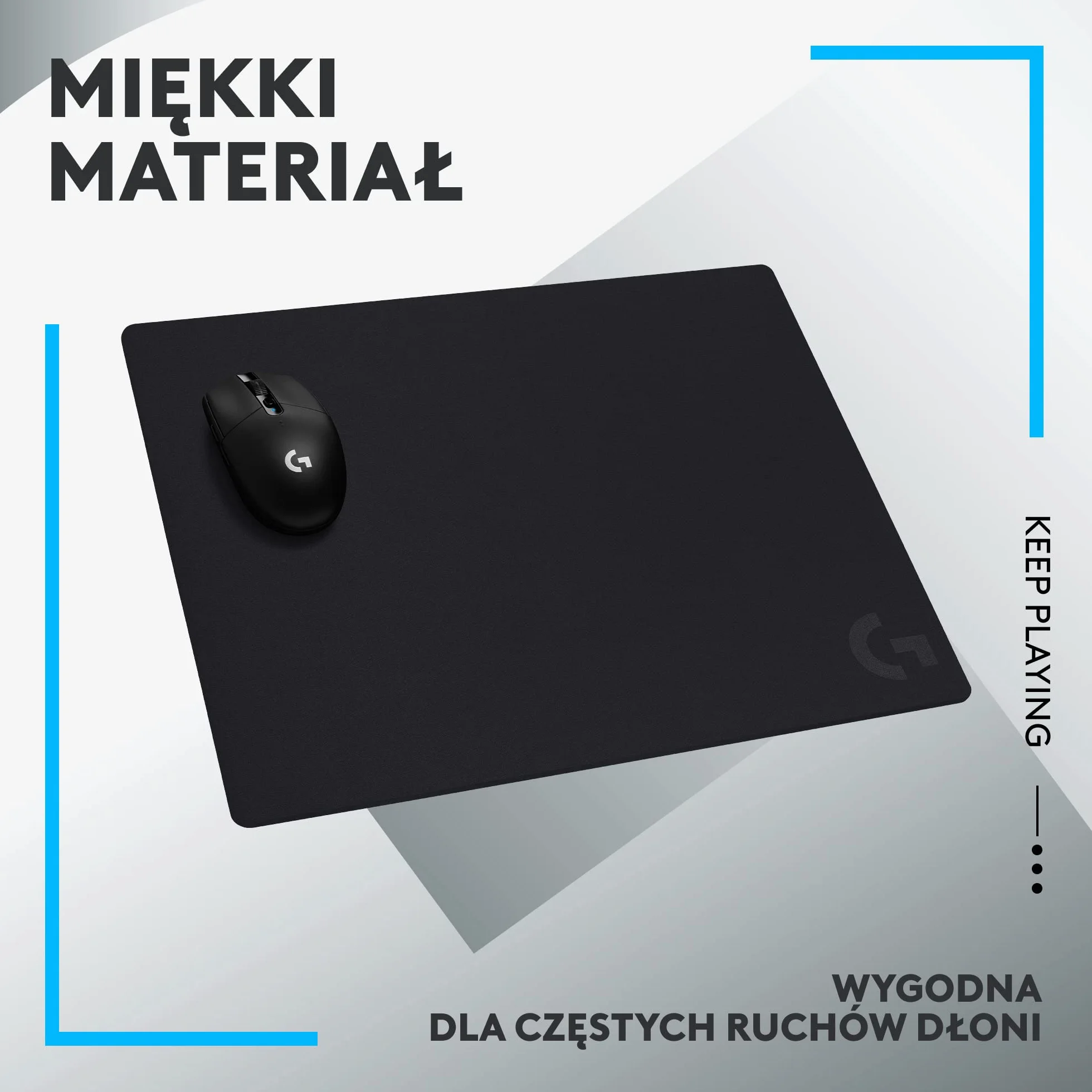 Logitech G G740 Duża Gruba Podkładka pod Mysz dla Graczy, Stworzona pod Czujniki, Umiarkowane Tarcie, Antypoślizgowa, akcesoria do PC i do Mac, 460 x 600 x 5 mm