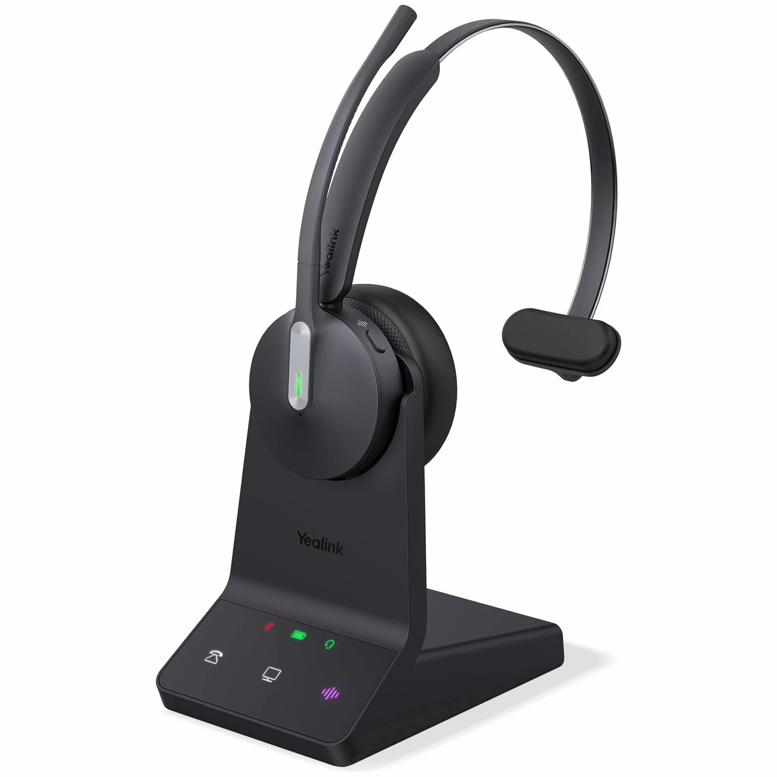 Yealink DECT & Bluetooth bezprzewodowy zestaw słuchawkowy WH64 Mono, zasięg 185 m, 3 mikrofony, redukcja szumów, akumulator 26 h, do telefonu stacjonarnego, telefonu stacjonarnego, telefonu IP