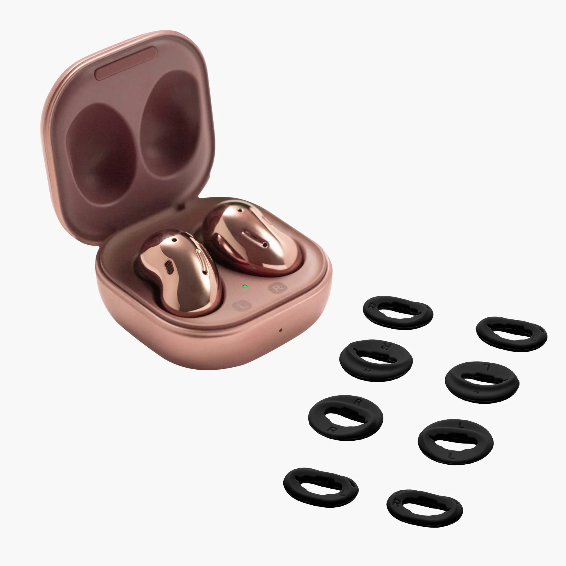 kwmobile Końcówki do słuchawek dousznych Kompatybilne z Samsung Galaxy Buds Live (zestaw 8 sztuk) - Silikonowe pokrowce rozmiar S i L - czarne