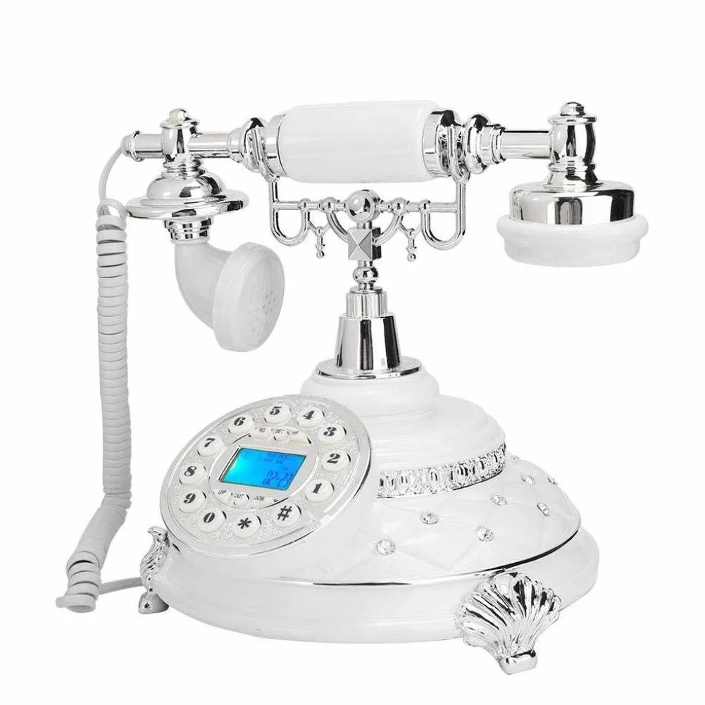 Telefon Stacjonarny Retro Z Identyfikacją Dzwoniącego | 32-bitowe, Wstępnie Wybierane, Automatyczne Filtrowanie Prefiksów, Odpowiednie Dla Biur, Domów I Hoteli