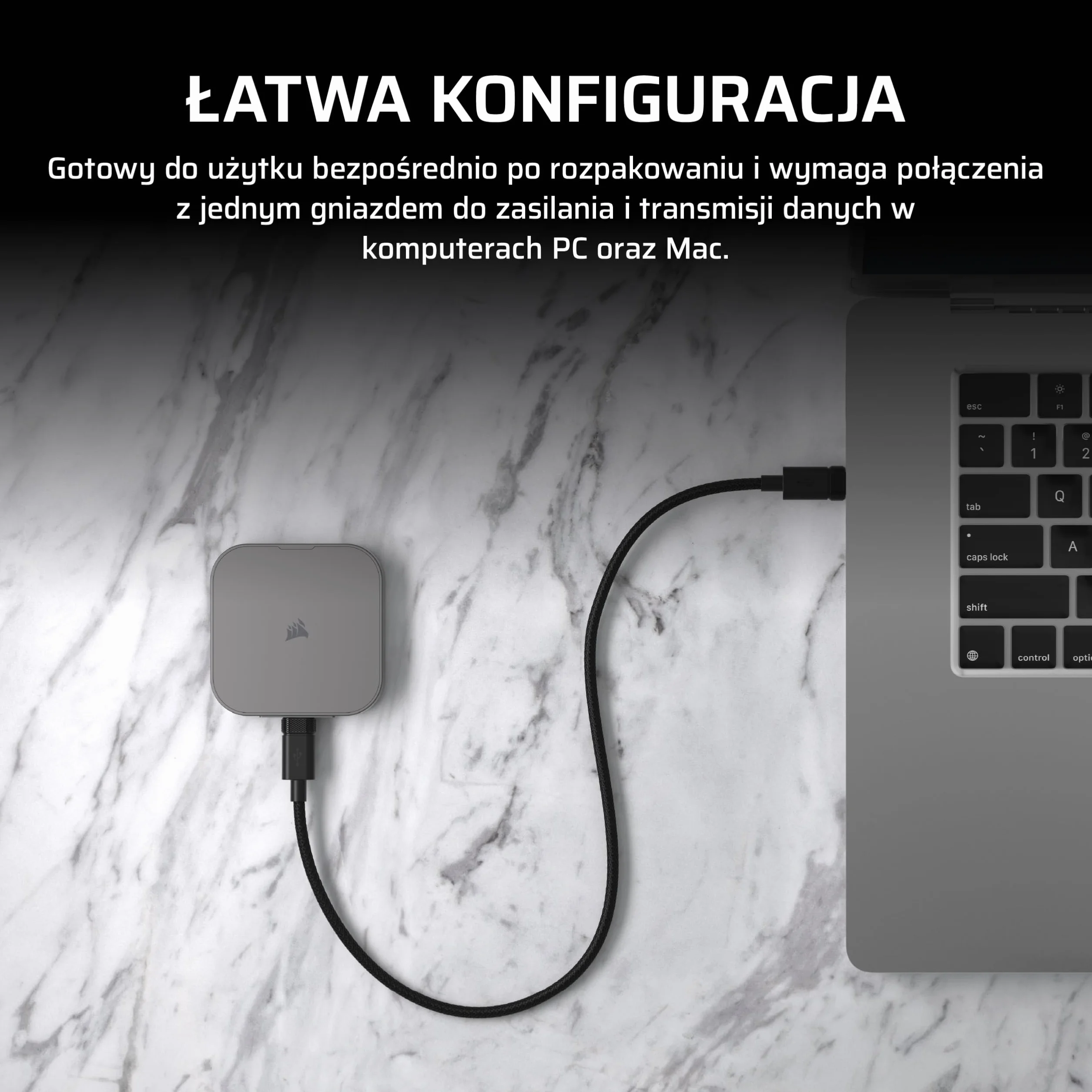 CORSAIR EX400U 4TB Przenośny SSD USB4 — USB Typ-C, USB4/USB 3.2 Gen2x2, do 40 Gb/s, Plug and Play, MagSafe, kabel USB-C (USB4) — Windows PC, Mac iOS — Szary
