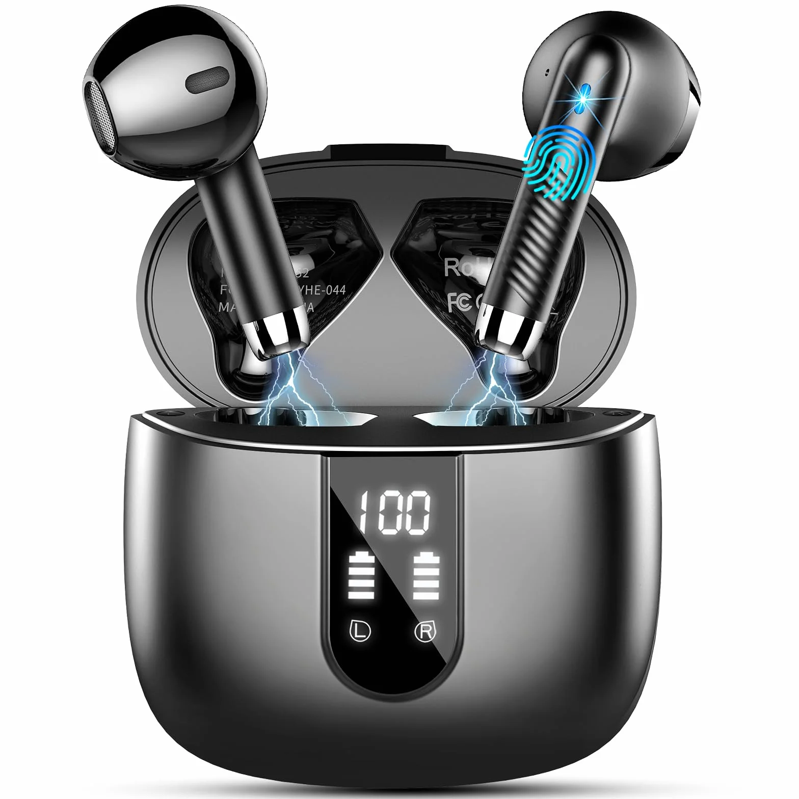 Bezprzewodowe słuchawki douszne, słuchawki Bluetooth V5.3 z 4 mikrofonami z redukcją szumów ENC, 40H słuchawki Bluetooth stereo z głębokim basem 2024, nowe słuchawki Bluetooth z podwójnym
