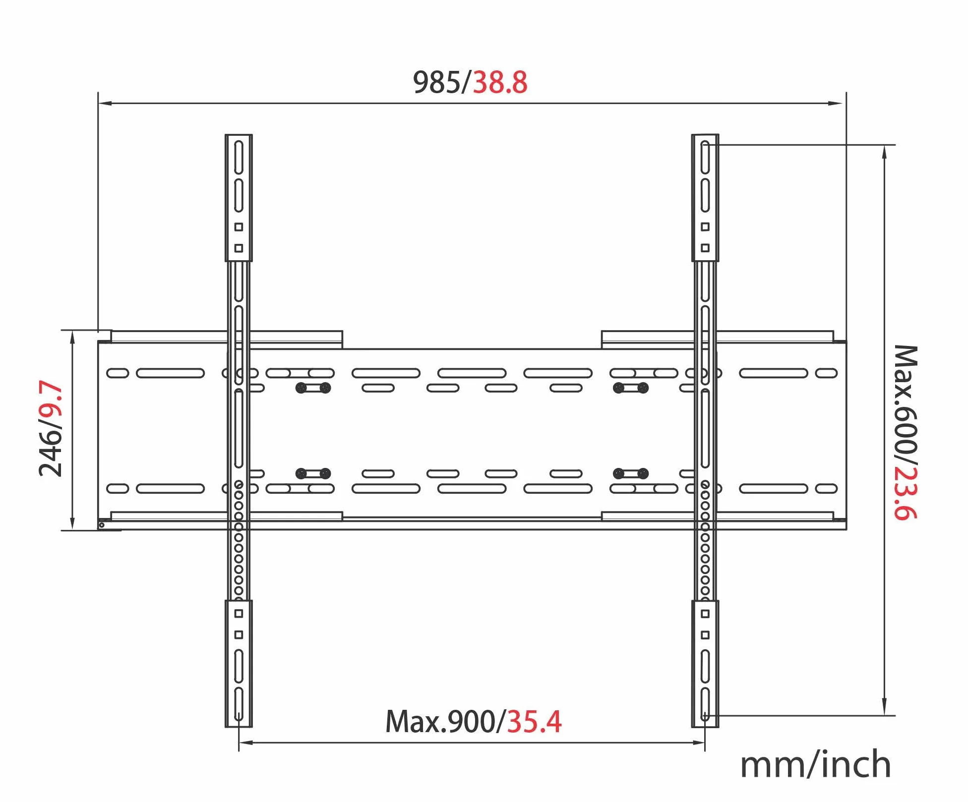 My Wall HP32L uchwyt ścienny do telewizora 127,0 cm (50) - 254,0 cm (100) sztywny