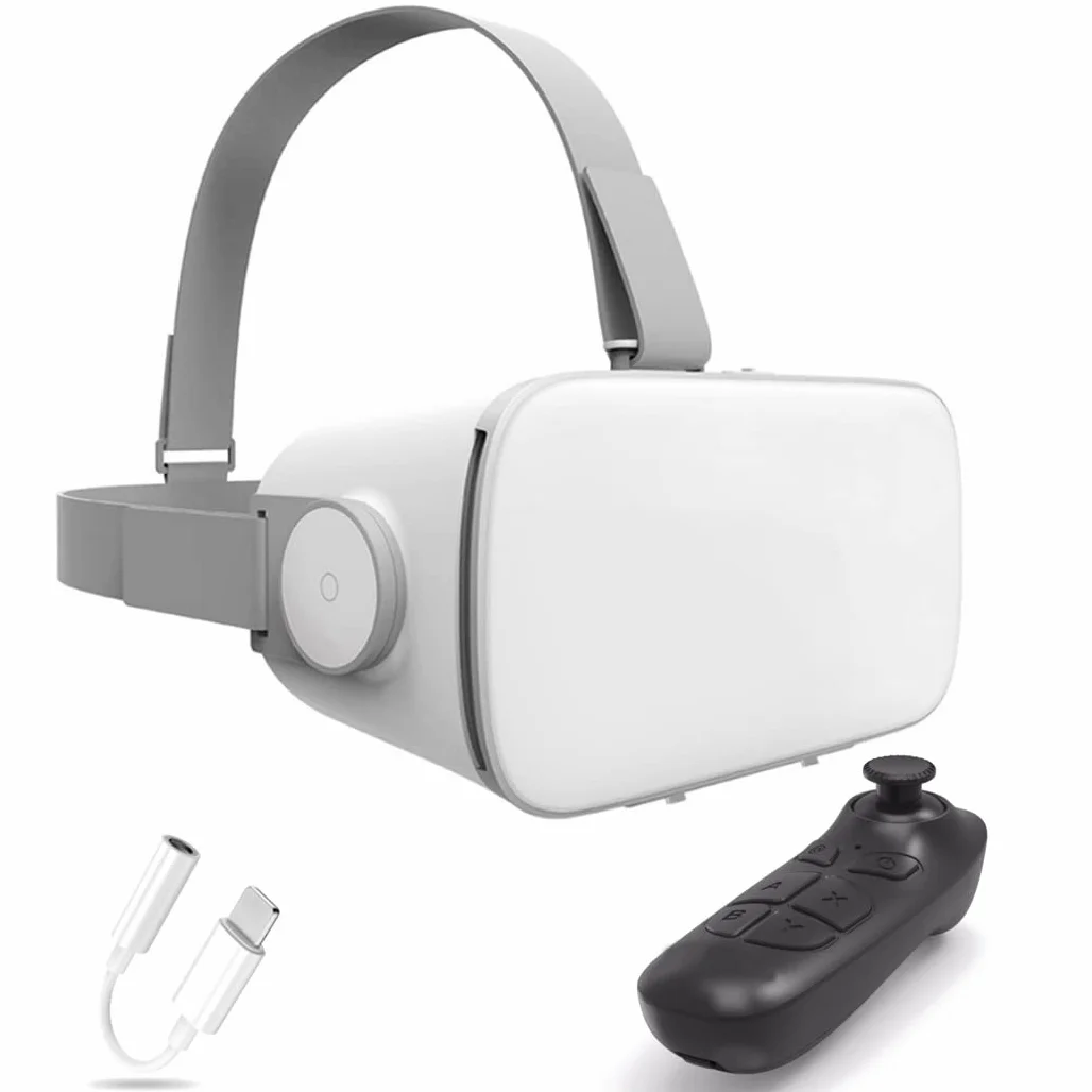 Okulary 3D, Virtual Reality okulary zestaw słuchawkowy, ochrona oczu, okulary VR do filmów i gier, kontroler Bluetooth do iPhone 13 Pro Max / 13 Pro / 13 / 12 / 11, do Samsung Galaxy S21, Huawei, seria Xiami