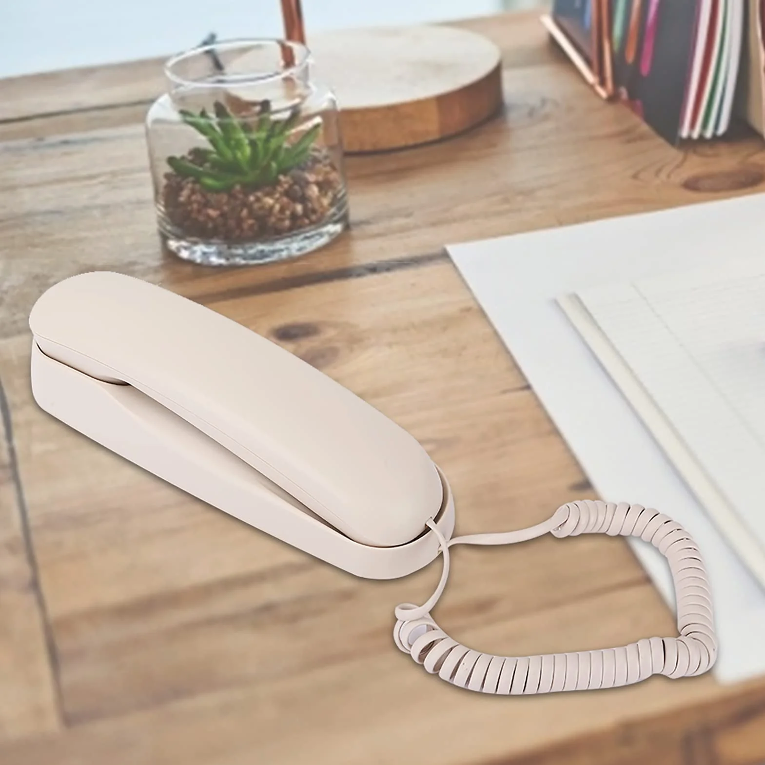 Socobeta Przewodowy telefon stacjonarny do domu, korzystanie z telefonu stacjonarnego, ściana podwójnego przeznaczenia, do pokoju hotelowego, windy rodzinnej, łazienki, beżowy