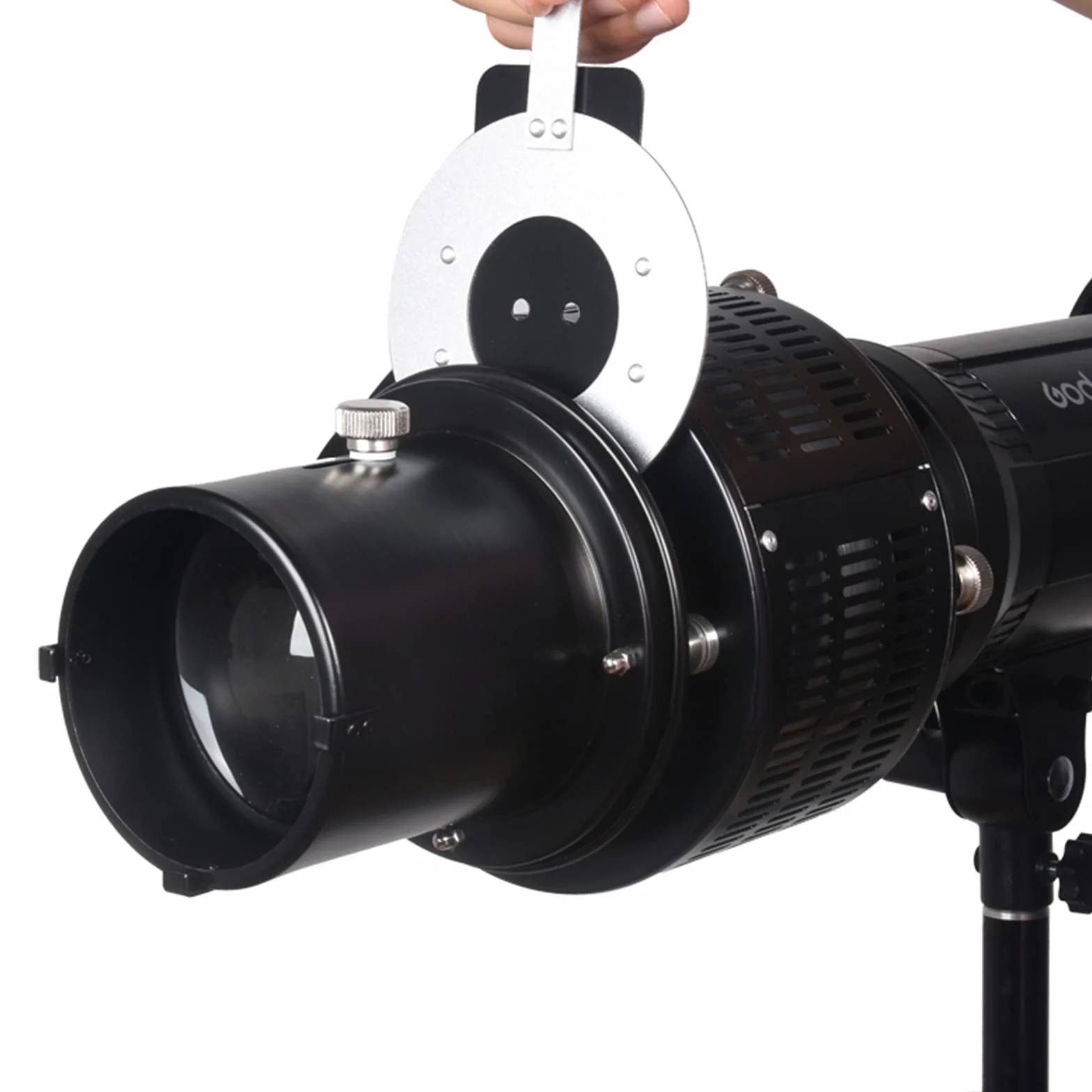 Soonpho Optyczny stożkowy Snoot z uchwytem Bowens do fotografii, stop aluminium, projektor GOBO Bowens z 5 filtrami kolorowymi i 19 gobo, do oświetlenia LED Monolight Spotlight, lampa błyskowa