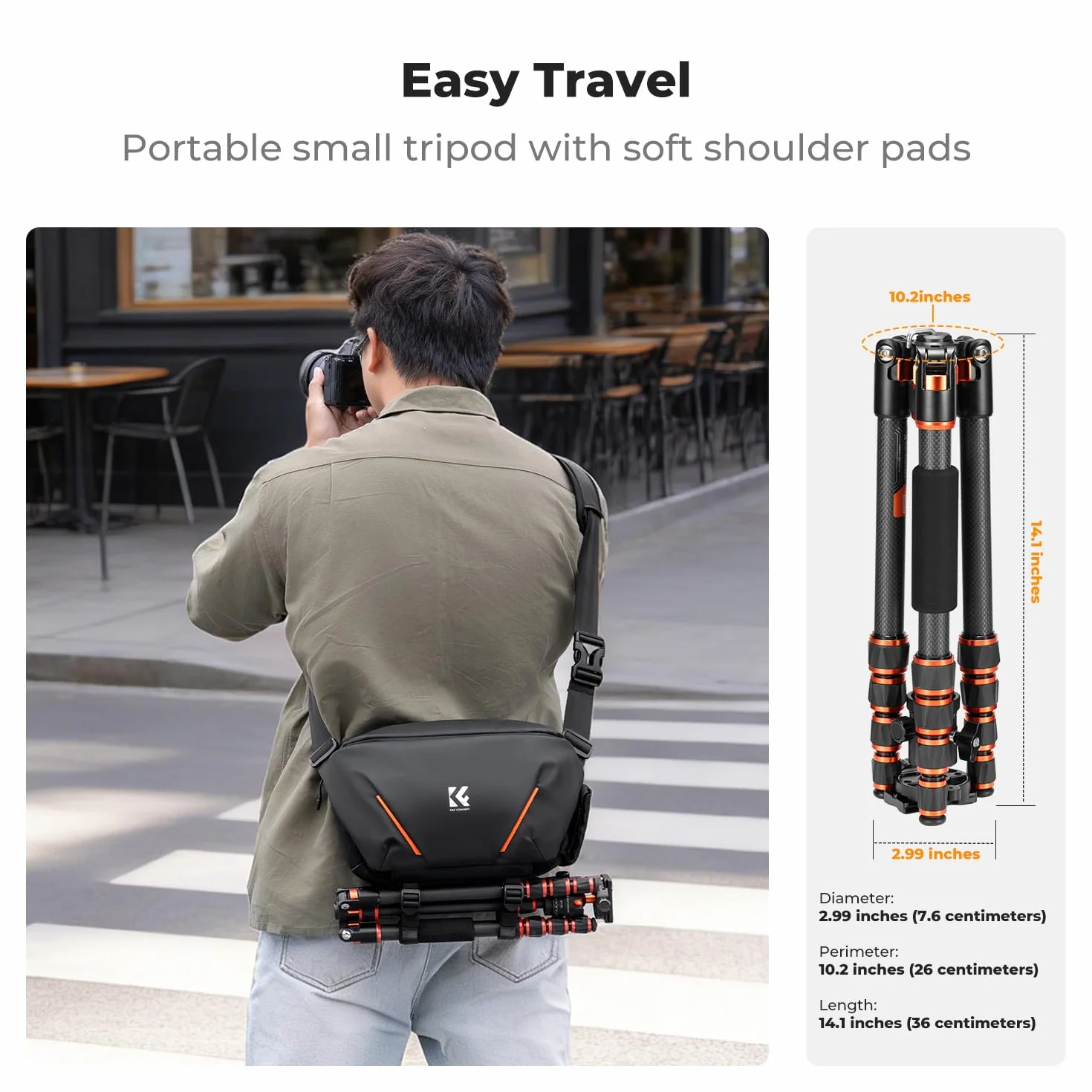 K&F CONCEPT Torba na ramię na aparat, torba na aparat z półotwartą przednią kieszenią. Kompatybilna z aparatami fotograficznymi i obiektywami