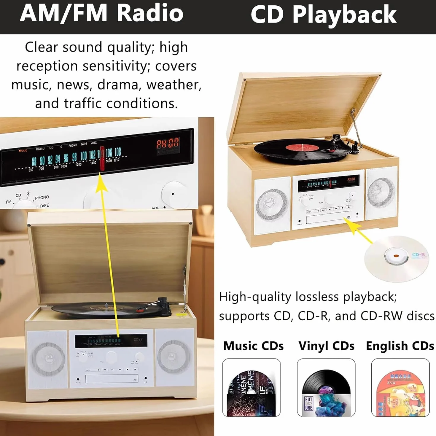 Wielofunkcyjny odtwarzacz audio z Bluetooth, radiem, kasetą i wejściem AUX do muzyki, wiadomości i rozrywki