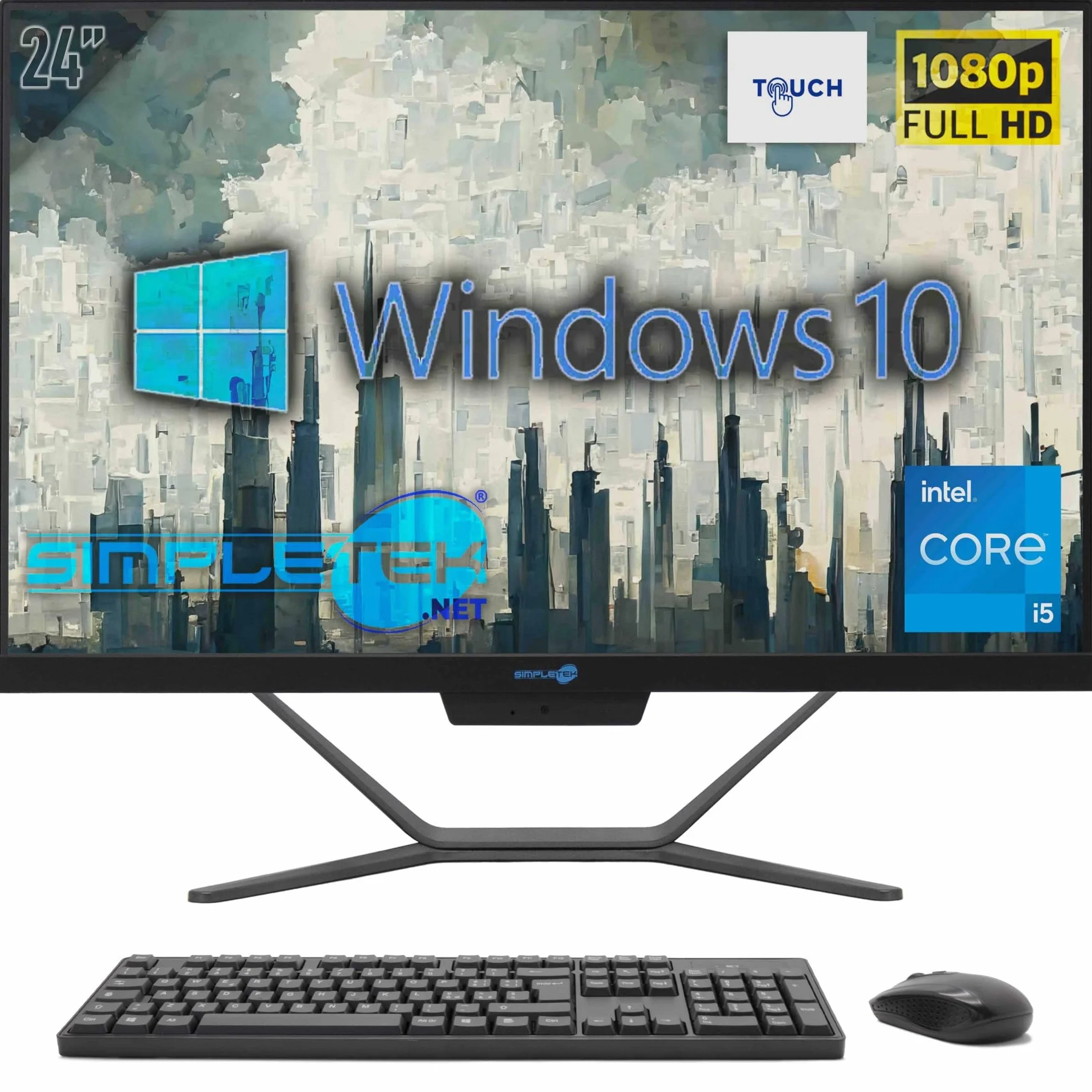 SIMPLETEK - PC All in One Touchscreen 24" | Core i5 | Windows 10 Pro | 4GB RAM SSD 240GB | Kamera internetowa 2K | Ekran dotykowy