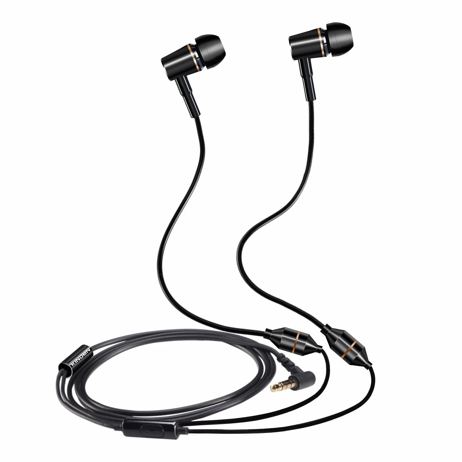 KINDEN Słuchawki antyradiacyjne Air Tube zestaw słuchawkowy z mikrofonem Binaural Acoustic Stereo Aluminium Metal Housing przewodowy in-Ear Handsfree (czarne)
