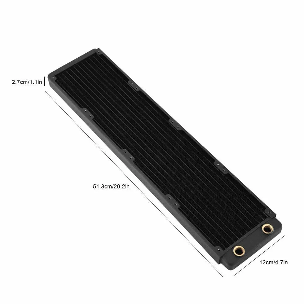 Miedziany grzejnik 480 mm, gwint G1/4, miedziany, chłodzenie wodą, chłodzenie wodą, wymiennik ciepła do PC, chłodzenie wodą (480 mm)