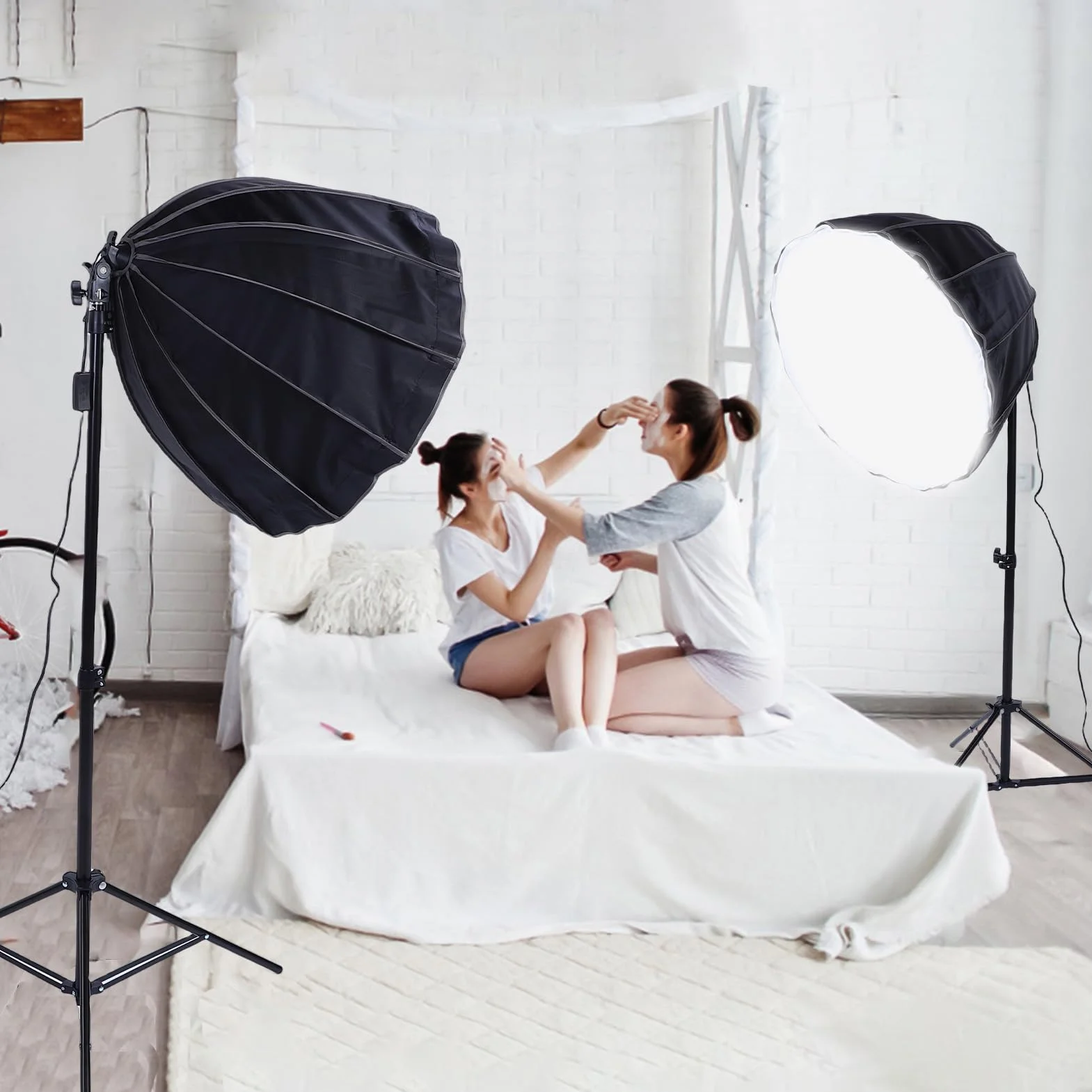 Jectse Profesjonalny Zestaw Oświetlenia Fotograficznego, Regulacja Jasności w 3 Kolorach, 12-stronny Softbox 60 Cm Zapewniający Równomierne Oświetlenie, ze Statywem 2,1 M do Transmisji (wtyczka UE)