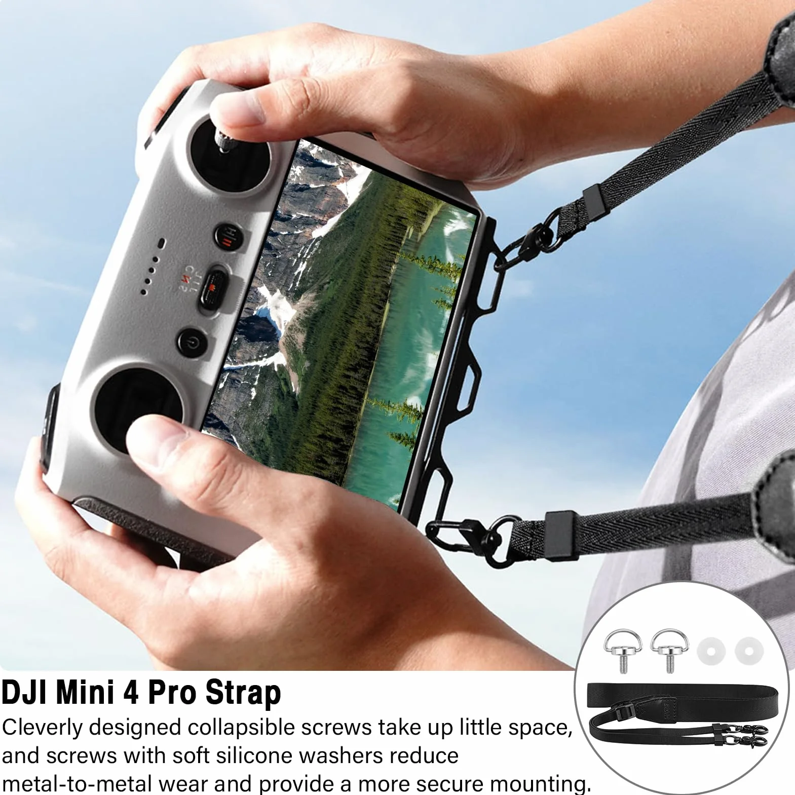 DJI Pasek kontrolera do smyczy RC/RC 2 Mini 3 Pro Mini 4 Pro nylonowy pleciony czarny