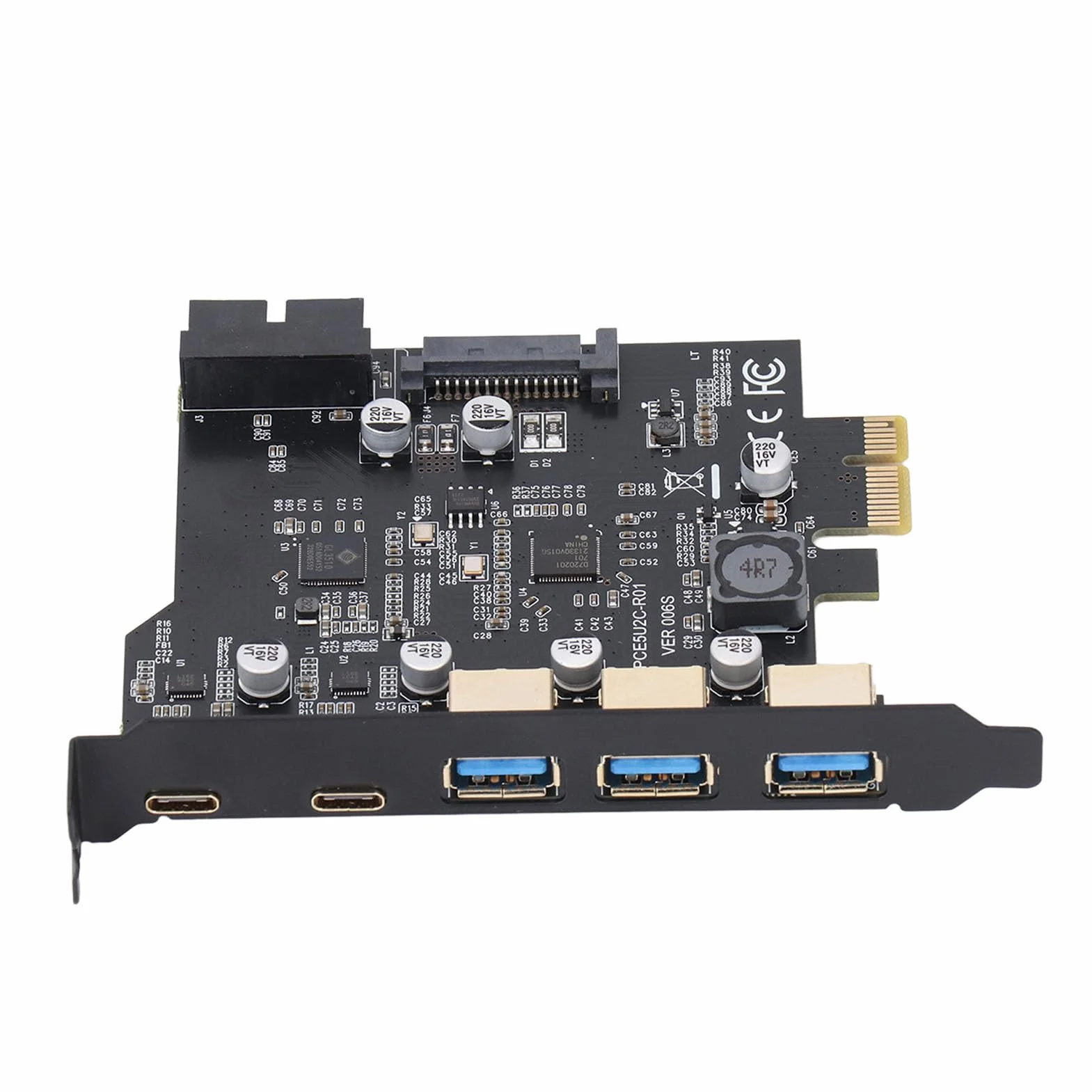 Tnfeeon Karta rozszerzeń PCIe USB 3.2 Gen 2 5-portowy Szybki Transfer Danych 20 Gb/s do Komputerów Stacjonarnych Użytkownicy Laptopów Podłącz Wiele urządzeń Jednocześnie za pomocą Portów