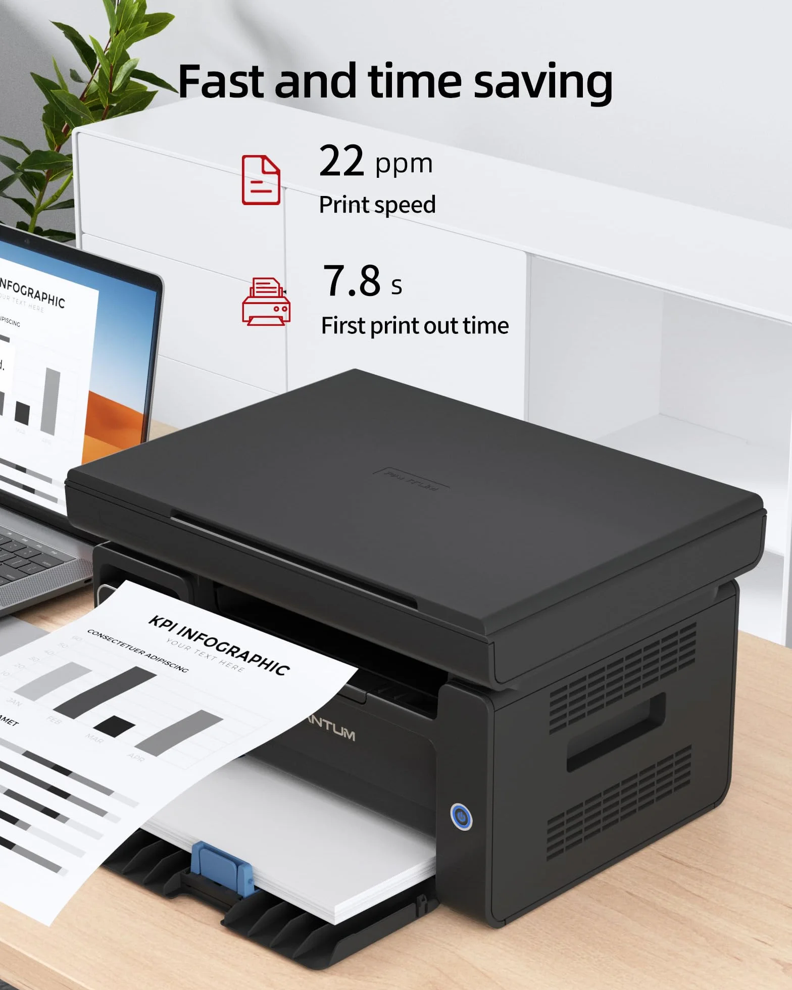 Wielofunkcyjna drukarka laserowa PANTUM M6500NW WiFi，Drukarka laserowa mono, Ethernet/bezprzewodowa/USB 2.0, Drukarka/Kopiarka/Skaner Ręczny dupleks czarno-biały dla małego biura domowego，22 str./min