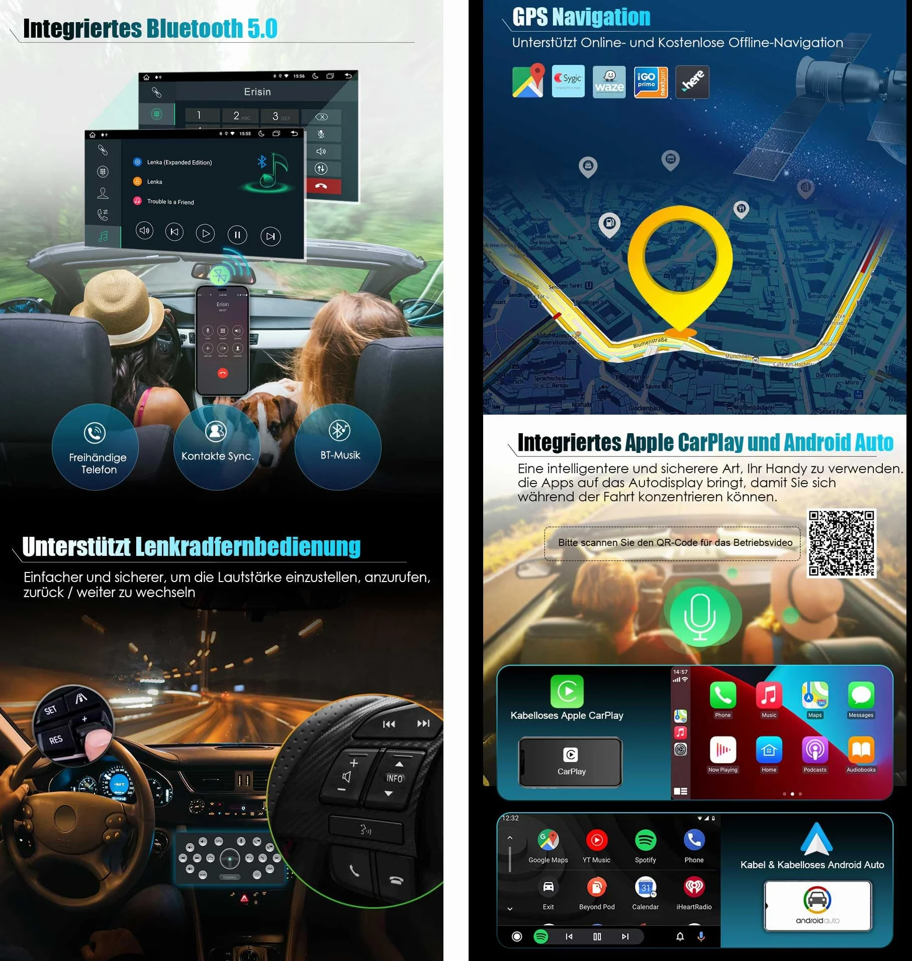 7-calowe, osiem rdzeni, 4 GB + 64 GB, Android 14 DAB+, radio samochodowe GPS do Fiata 500/500C/500S/500E z nawigacją DSP WiFi 4G Bluetooth 5.0 RDS, Canbus, sterowanie kierownicą, obsługuje CarPlay