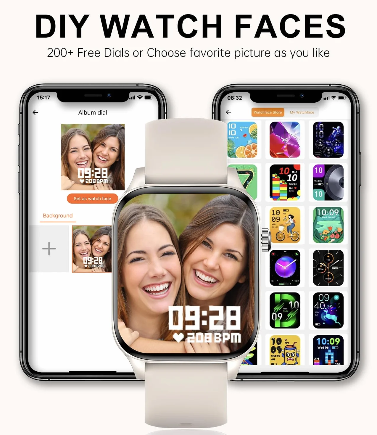 Damski smartwatch z powiadomieniami o połączeniach, zegarek fitness 1,85" krokomierz dla Androida ios asystent głosowy inteligentny zegarek damski z czujnikiem tętna SpO2, 20 trybów sportowych