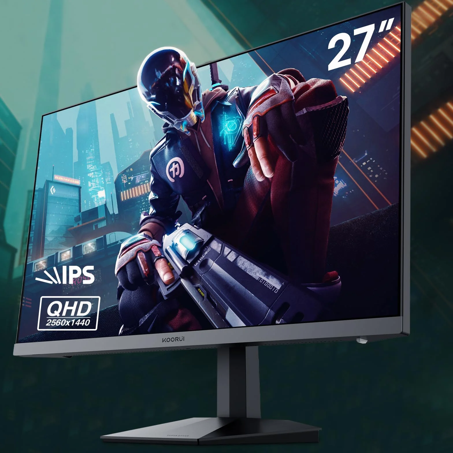 KOORUI Monitor do gier 27 cali - QHD 2560 x 1440 IPS Monitor PC, 240 Hz, 1 ms, Adpitive-Sync, Gsync Compatibility HDMI DisplayPort