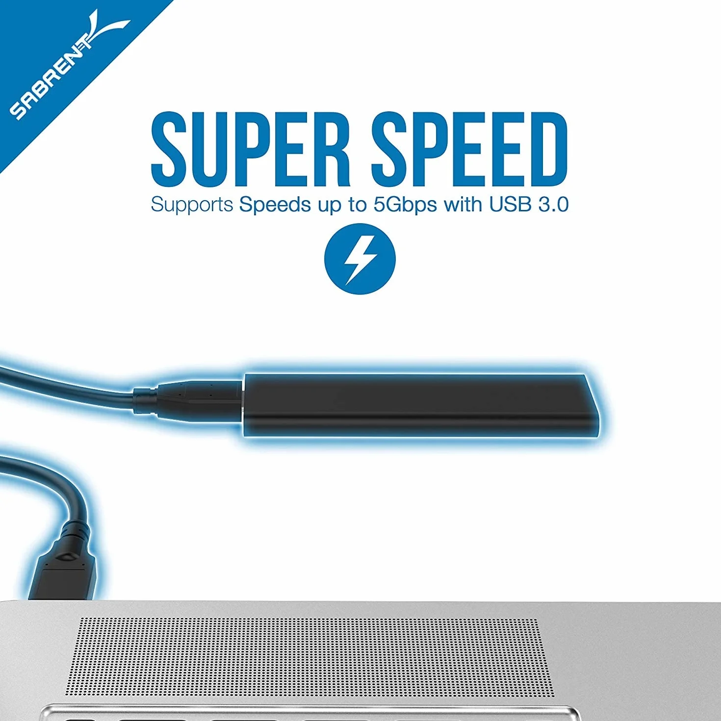 SABRENT Obudowa M.2 SSD na adapter USB 3.2, szybki transfer danych, zewnętrzny konwerter dysku twardego M.2 NGFF, aluminium premium, obsługuje klucz B+M (tylko dla M.2-SATA-SSD) (EC-M2MC)