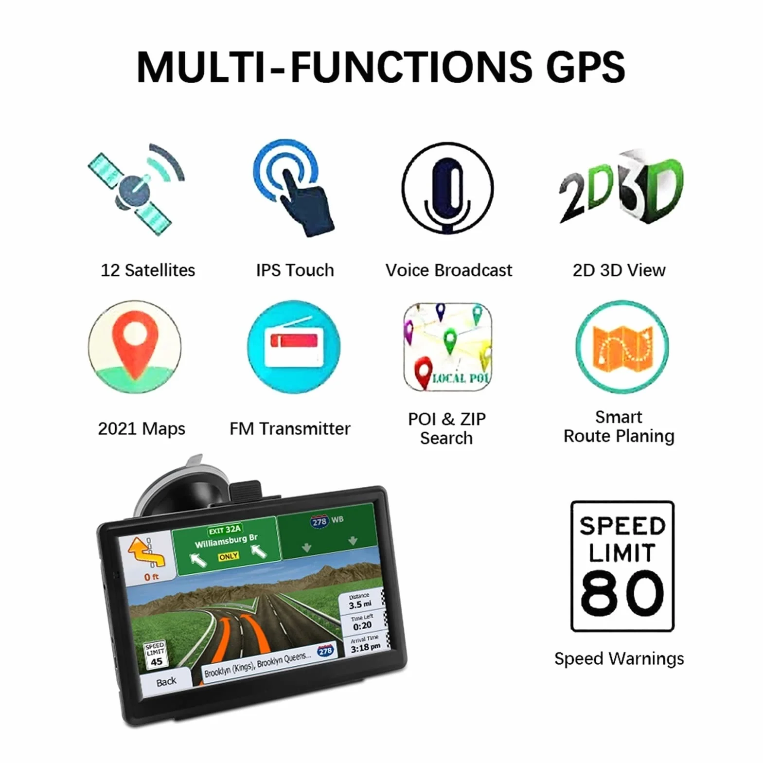Nawigacja samochodowa GPS, 7. "HD. Samochód GPS. Nawigacja Fm. Kompatybilna z Bluetooth najnowsza ekran dotykowy mapa 8g 256m. System nawigacji Rv. Pojazd samochodowy ciężarówki Do samochodów ciężarow