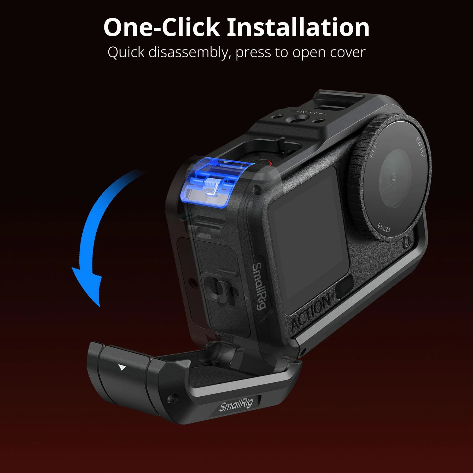 SMALLRIG Klatka Action 6 do DJI Osmo Action 6 z interfejsami rozszerzeń, zimną stopką, gwintem 1/4"-20, szybkozłączką, aluminiowa klatka do kamery akcji do DJI Action 6, ochronna klatka - 5888