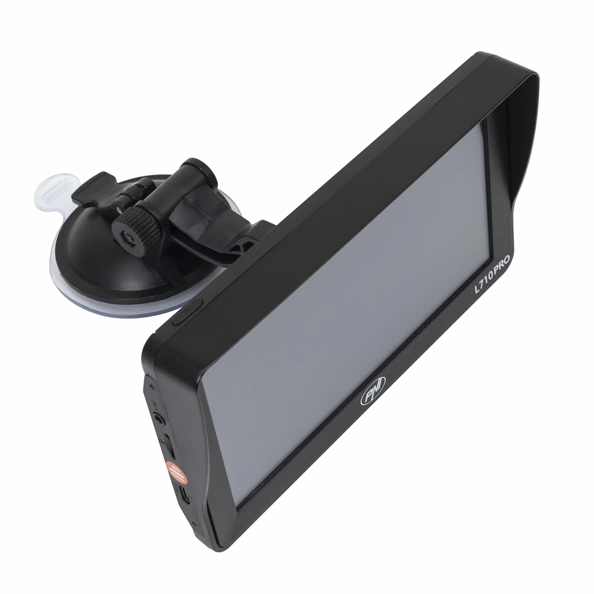 System nawigacji GPS PNI L710 PRO z osłoną przeciwsłoneczną, 7 cali, 800 MHz, 256 MB DDR, 16 GB pamięci wewnętrznej, nadajnik FM, w zestawie dwa zasilacze samochodowe