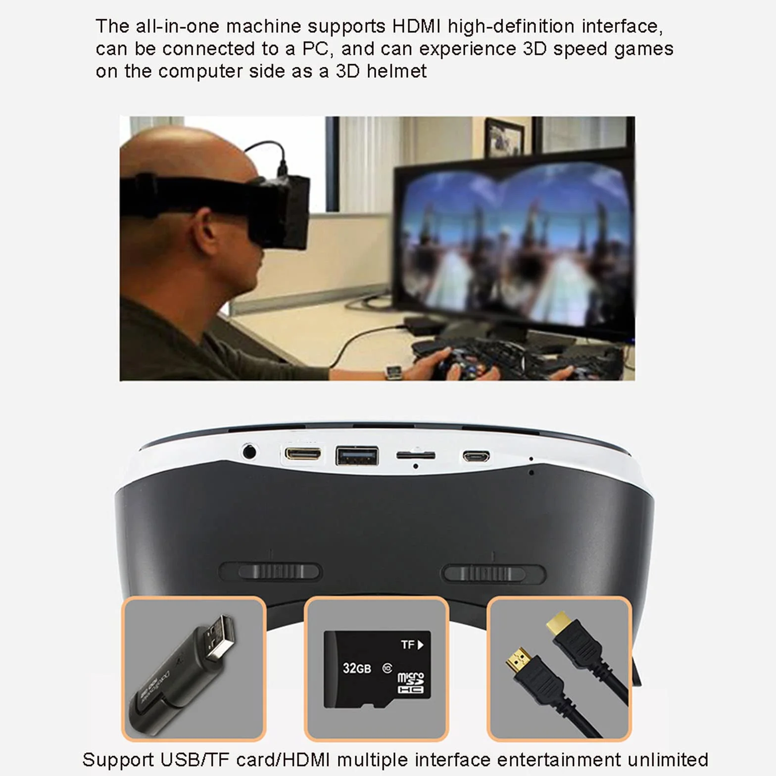 Okulary do wirtualnej rzeczywistości 3D z gamepadem, obsługa Wi-Fi, przeglądarka filmów i gier 360°, dla nastolatków i dorosłych