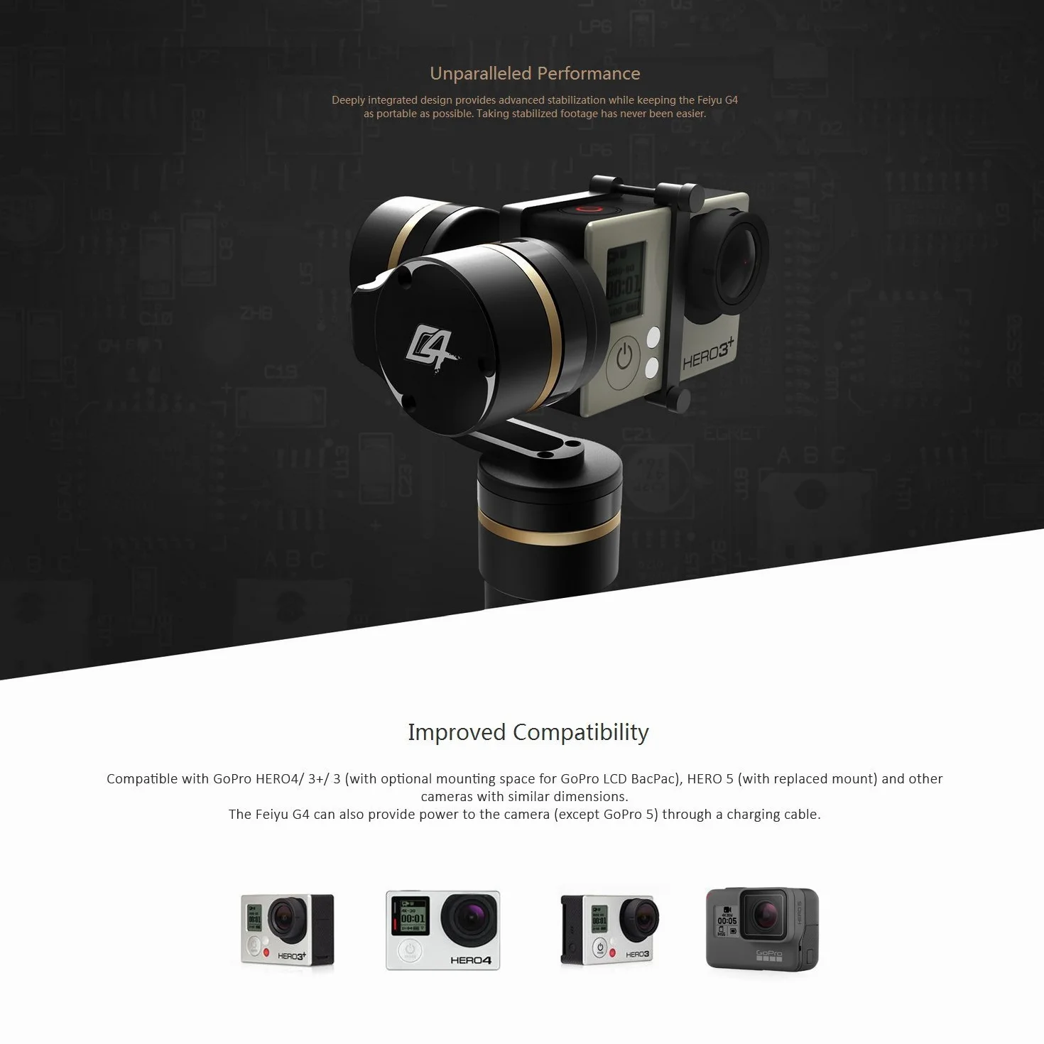 Feiyu FY-G4 ręczny gimbal do kamery sportowej GoPro - czarny