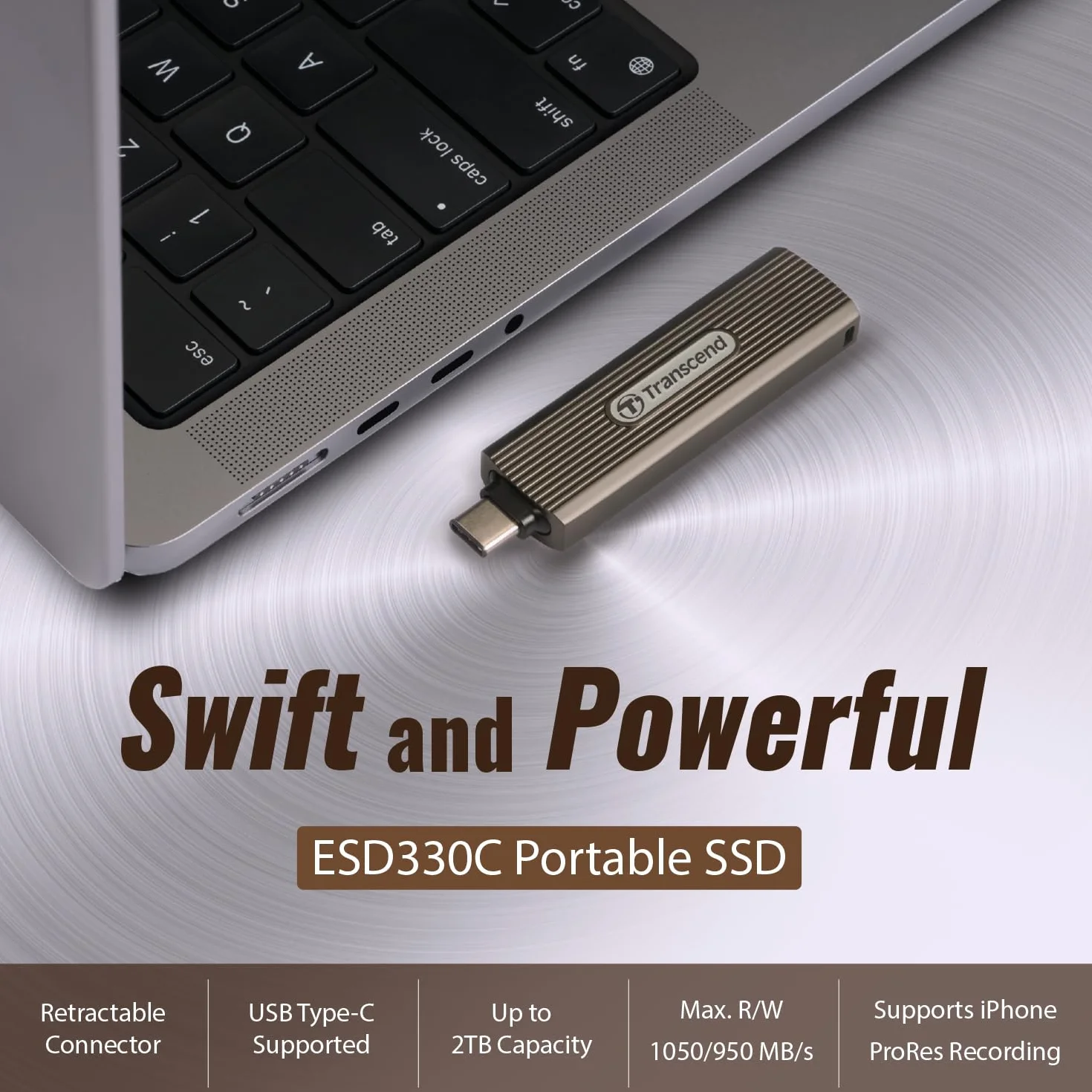 Transcend Przenośny dysk SSD ESD330C 1TB USB Type-C 10 Gbit/s – TS1TESD330C