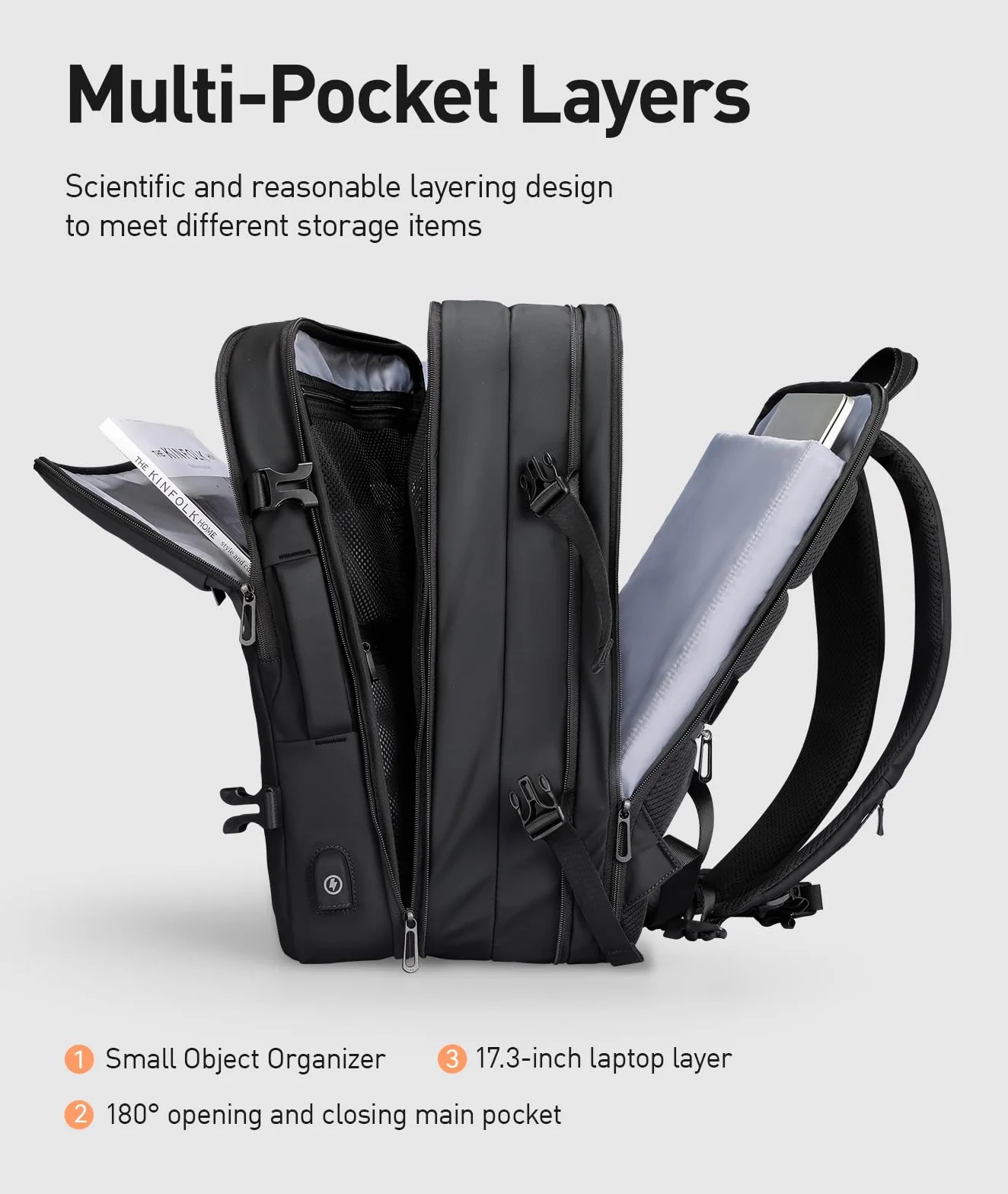 Mark Ryden Plecak podróżny 23 l/40 l, lekka torba weekendowa jako bagaż podręczny, z portem ładowania USB, pasuje do laptopa 17,3