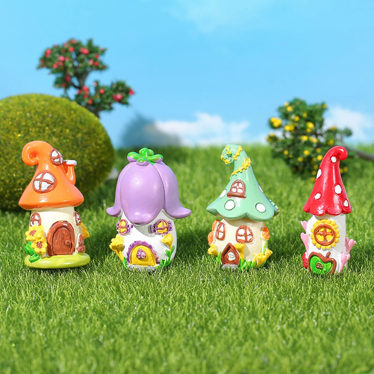 Embhlitfe 4 sztuki miniaturowe akcesoria ogrodowe miniaturowy dom do bajki akcesoria ogrodowe mikro krajobraz dekoracja krajobrazu do dekoracji domu dla lalek