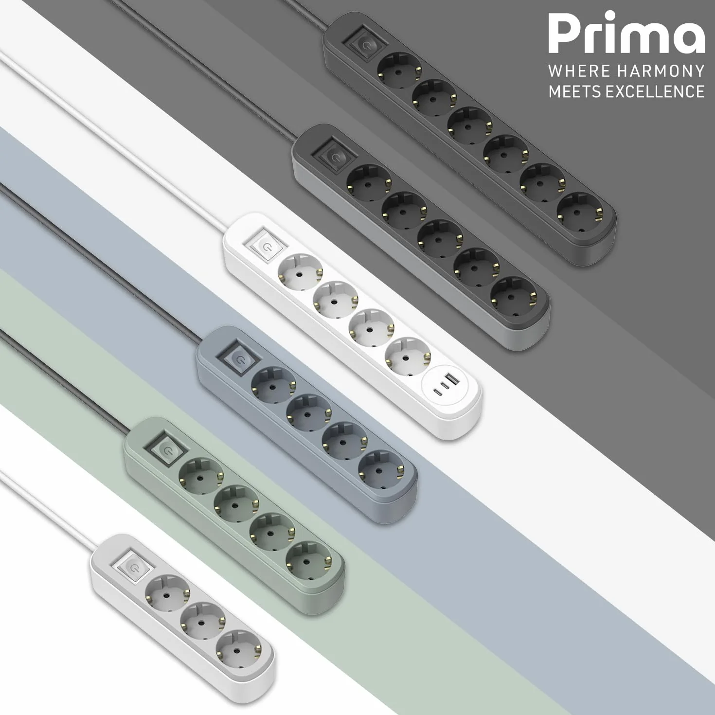 Electraline Listwa zasilająca 62424 x gniazdo Schuko 16 A z przełącznikiem, zielona 1,5 m
