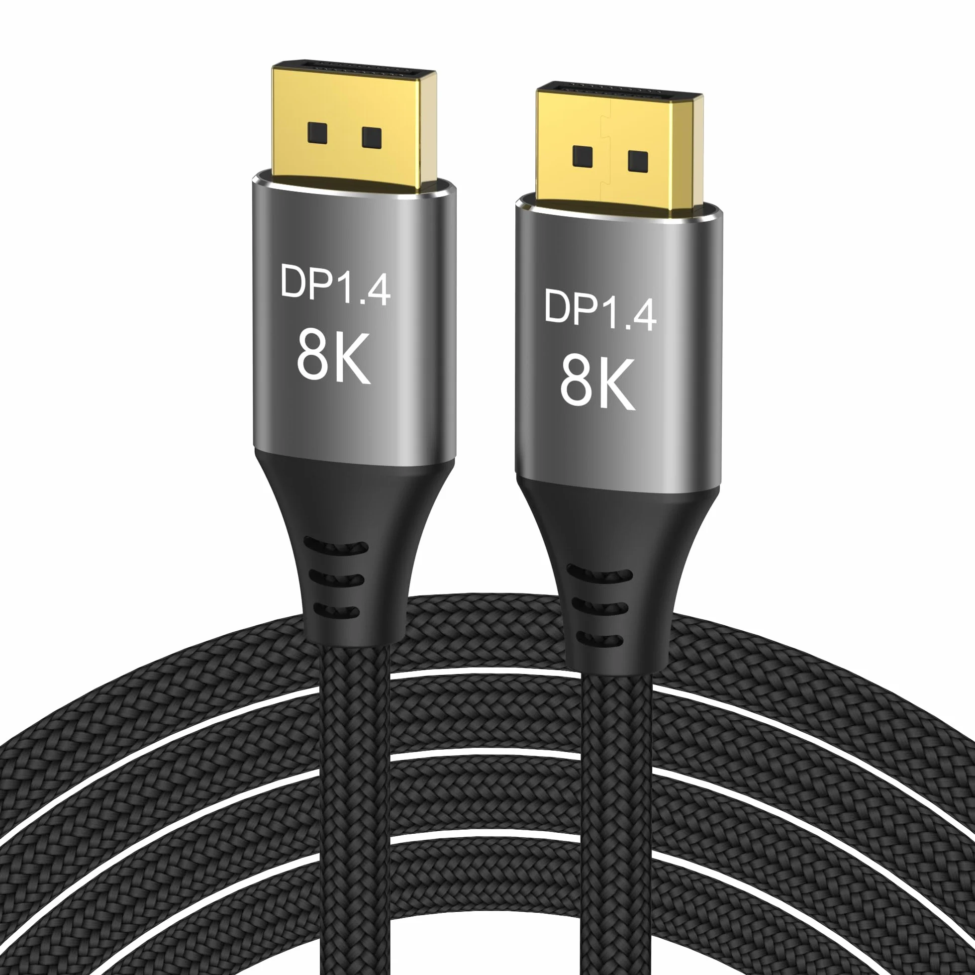 PremiumCord Kabel 8K DisplayPort 1.4 M/M 3 m, Męski do Męskiego, 32,4 Gbit/s, Wideo UHD 8K@60Hz, 5K@60Hz, 4K@144Hz, HDCP 2.2, Pozłacane Złącza, Pleciony Kabel Tekstylny