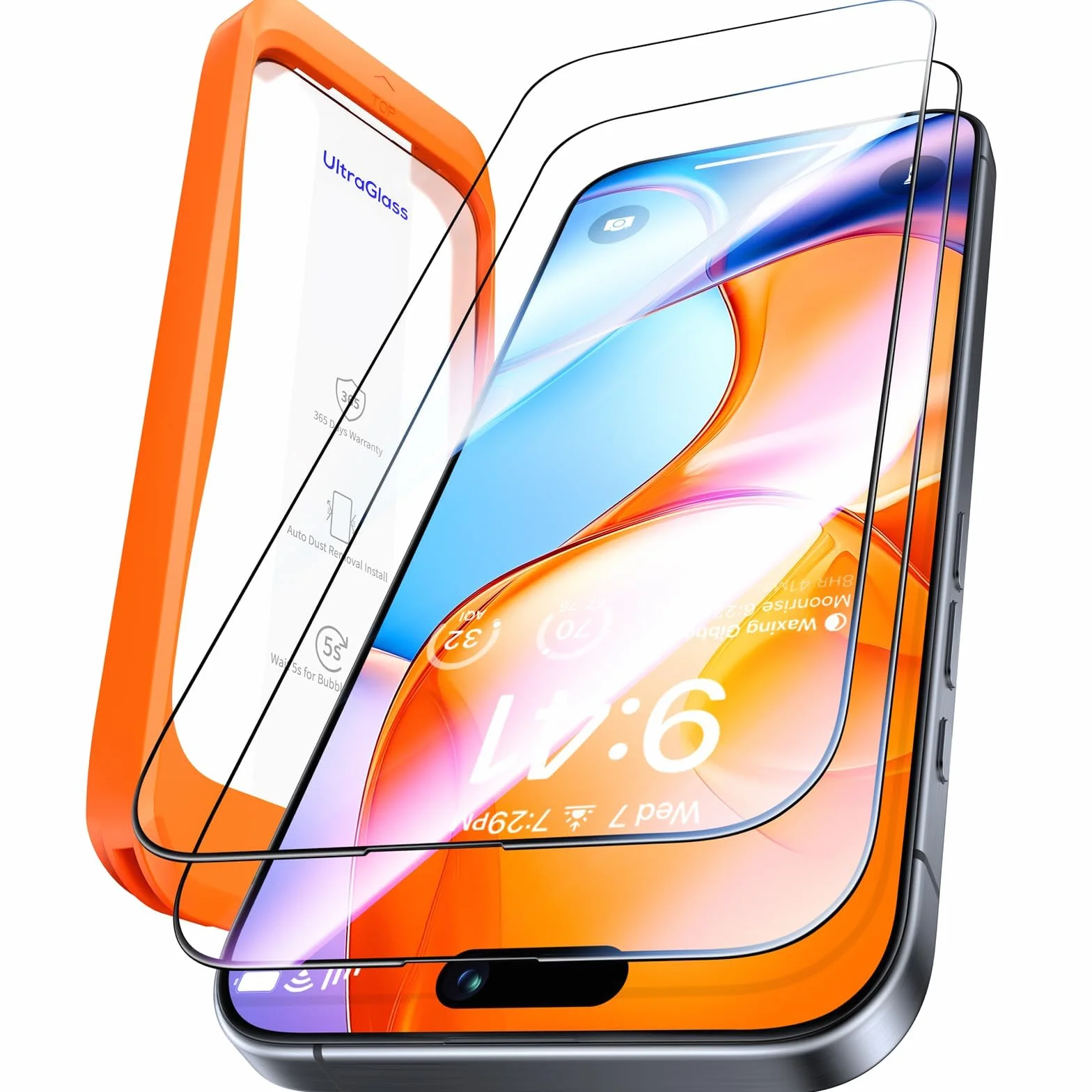 UltraGlass Unbreak Top szkło 9H+ do iPhone'a 16 Pro ochraniacz ekranu 16.0 cm (12FT klasy wojskowej) szkło hartowane 16 Pro (najdłuższe trwałe) pełne pokrycie 16Pro, 2 sztuki