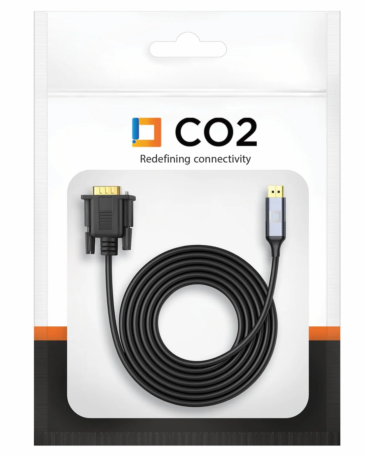CO2 Kabel DisplayPort do VGA D-SUB 2K/60Hz, Full HD 1080p, Plug & Play, Pozłacany, Adapter jednokierunkowy, Konwerter, Kompatybilny z Laptopami, Monitorami, Projektorami, Aluminium Space Gray (1m)