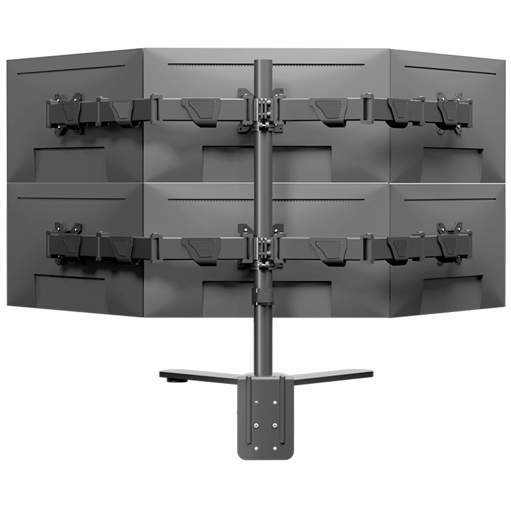 Uchwyt na ramię do monitora 6 monitorów o przekątnej ekranu 17-27", ergonomiczny, regulowany stojak stołowy, obracany o 360°, uchwyt na ekran, 2-9 kg na ekran, uchwyt monitora VESA 75/100 mm