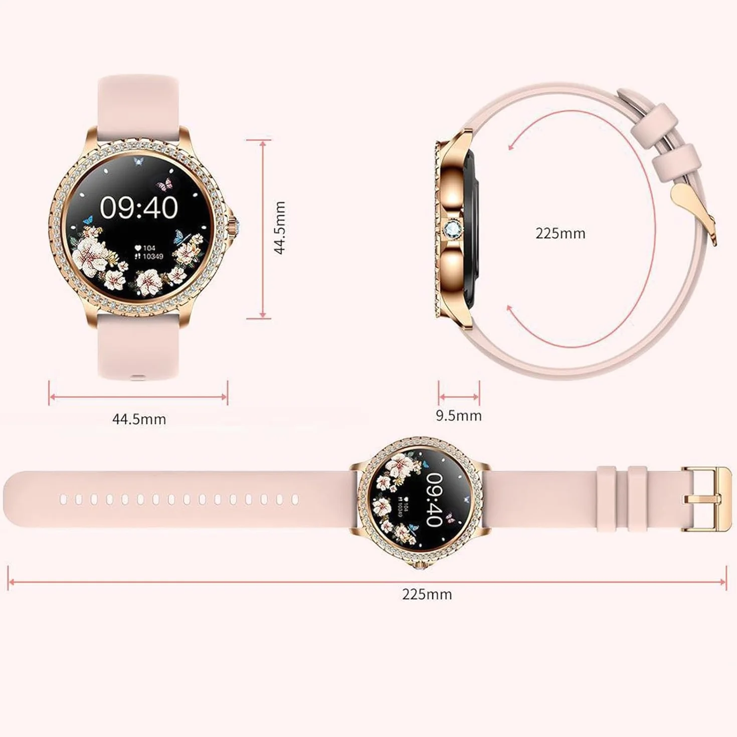 Inteligentny zegarek dla kobiet (odbieranie/wykonywanie połączeń), zegarek do fitnessu z czujnikiem tętna Spo2 podczas snu, smartwatch z krokomierzem i licznikiem kalorii dla telefonów z sys