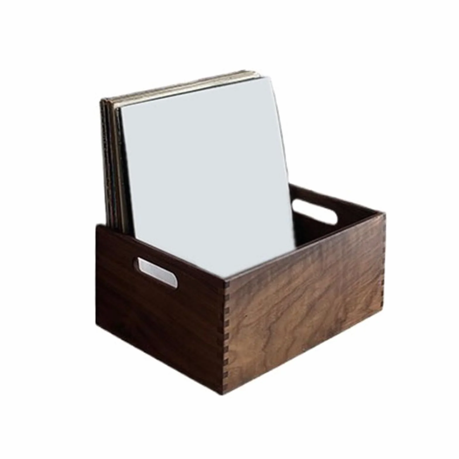 Stojak na płyty Drewniane etui na płyty winylowe w stylu retro minimalistycznym, pudełko do przechowywania albumów CD