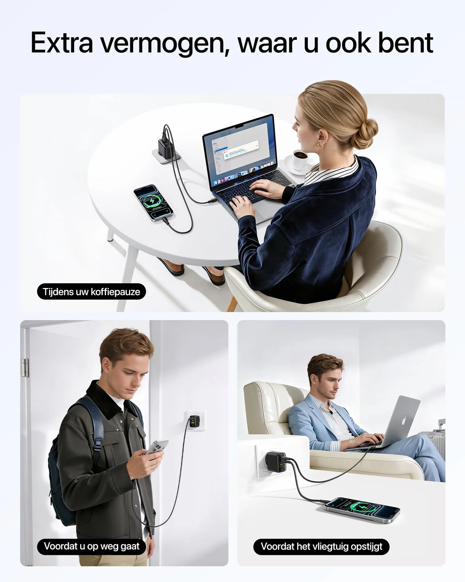 Baseus Enerfill ładowarka USB C 70 W, 2 sztuki, 3-portowa ładowarka GaN6, kompaktowy zasilacz sieciowy do MacBook Air, iPhone 17/16/15 Pro Max, iPad Pro, Galaxy S25/S24, Pixel, laptopa i wielu innych