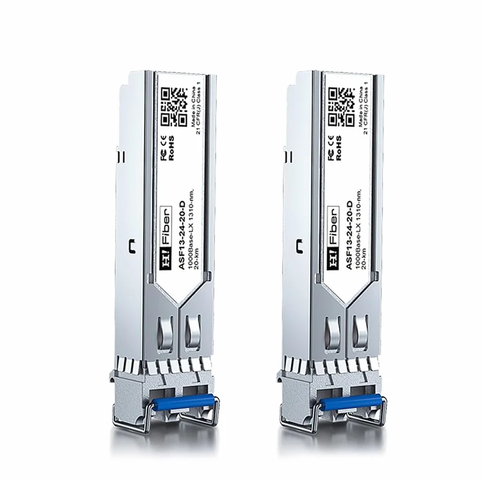 H!Fiber 2-pak 1,25 Gbps SFP Transceiver Single Mode Gigabit Mini GBIC Module 1000BASE-LX/LH Ubiquiti UF-SM-1G 1310 nm 20 km Dual LC