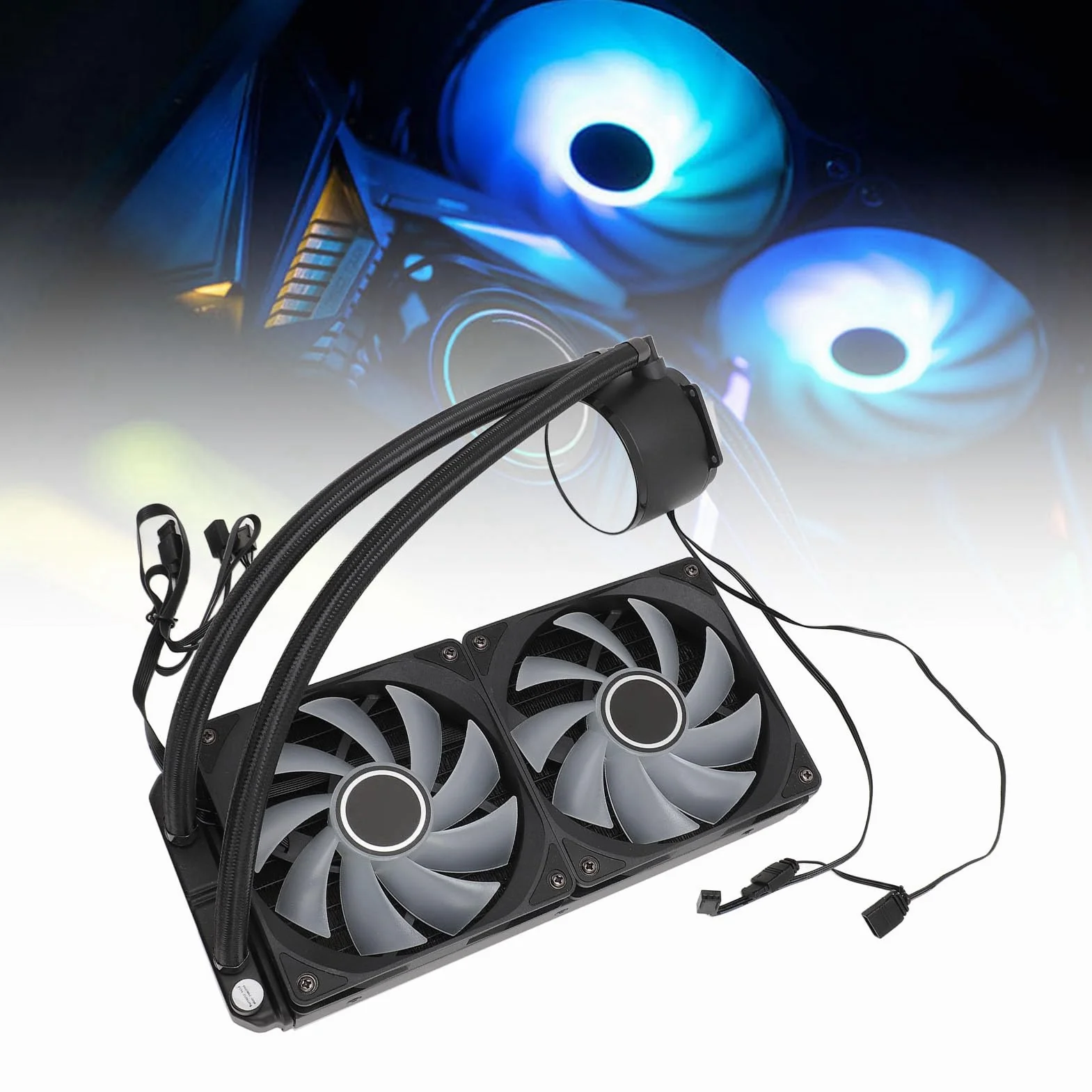 ZJchao Chłodnica Procesora 240 Mm z Podwójnymi Wentylatorami 120 Mm PWM, Synchronizacja Oświetlenia ARGB, Kompatybilna z LGA1700 115X 2011 3 2066, Układ Chłodzenia Chłodnicy DC12V (BLACK)
