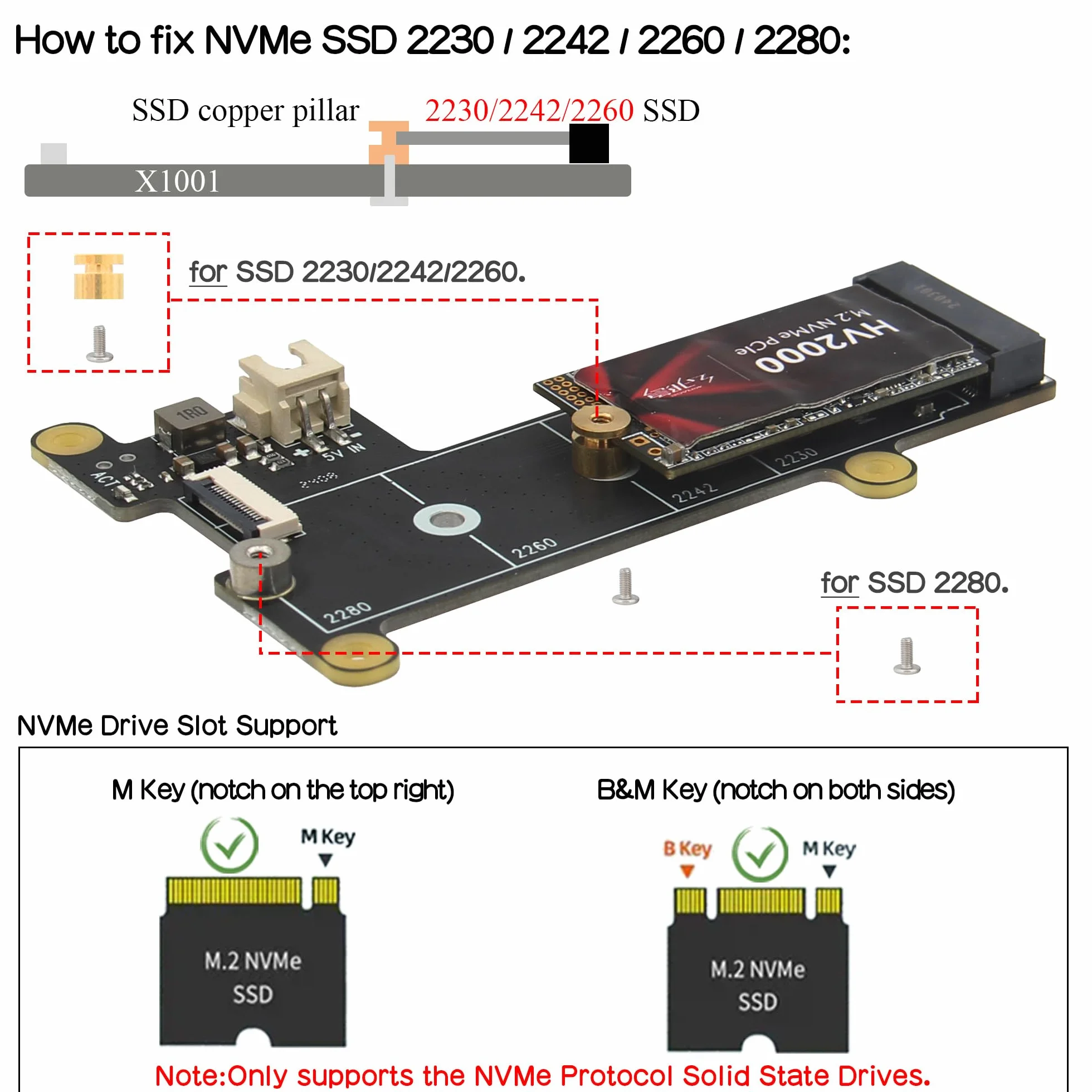 Geekworm X1001 PCIe to M.2 NVMe SSD PIP PCIe Peripheral Board for Raspberry Pi 5
