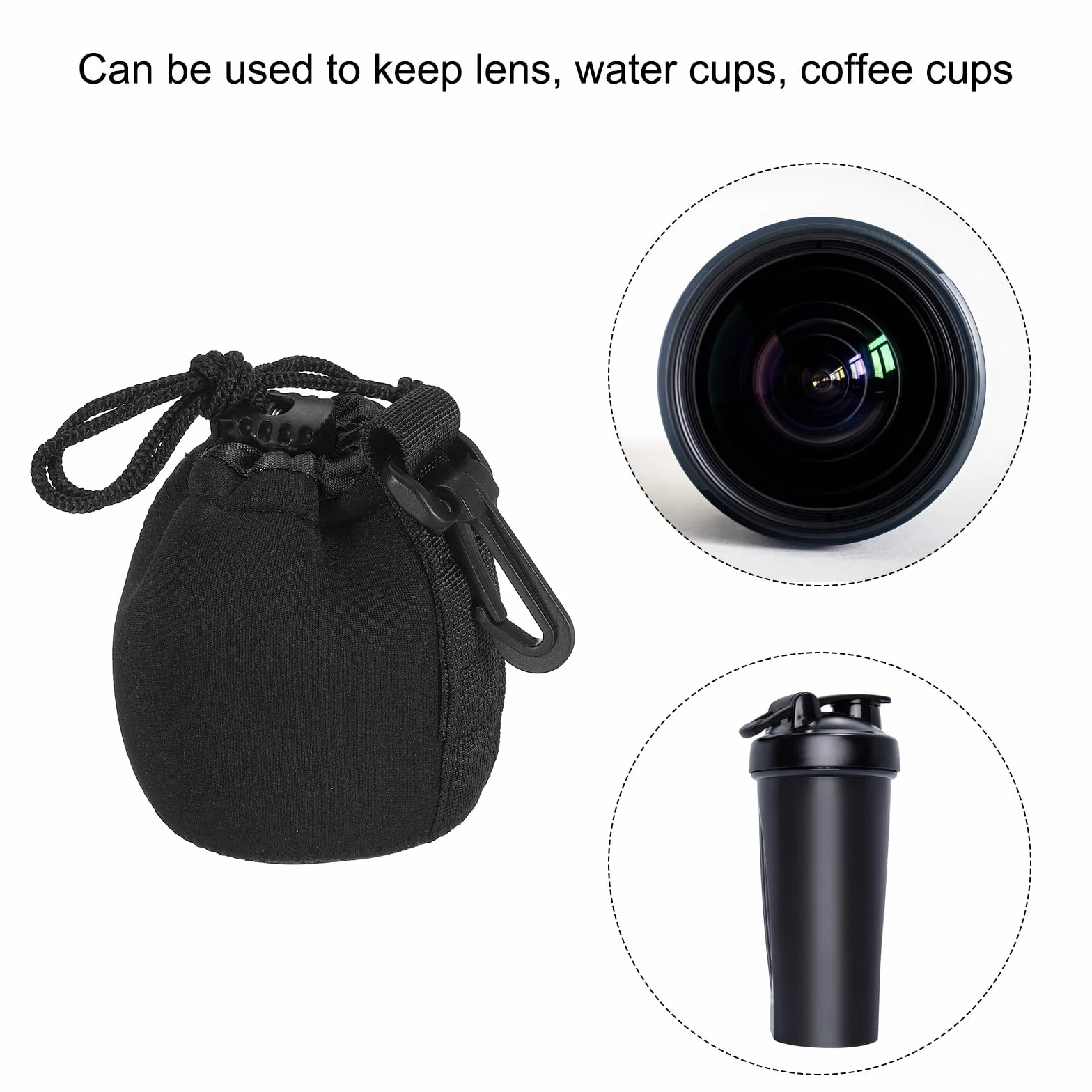 PATIKIL Aparat obiektyw Torba, 2.8" IDx3.9 H Sznurek Obiektyw Obudowa z Grubość Ochronna Neopren, Obiektyw Case dla DSLR Aparat Czarny, Czarny
