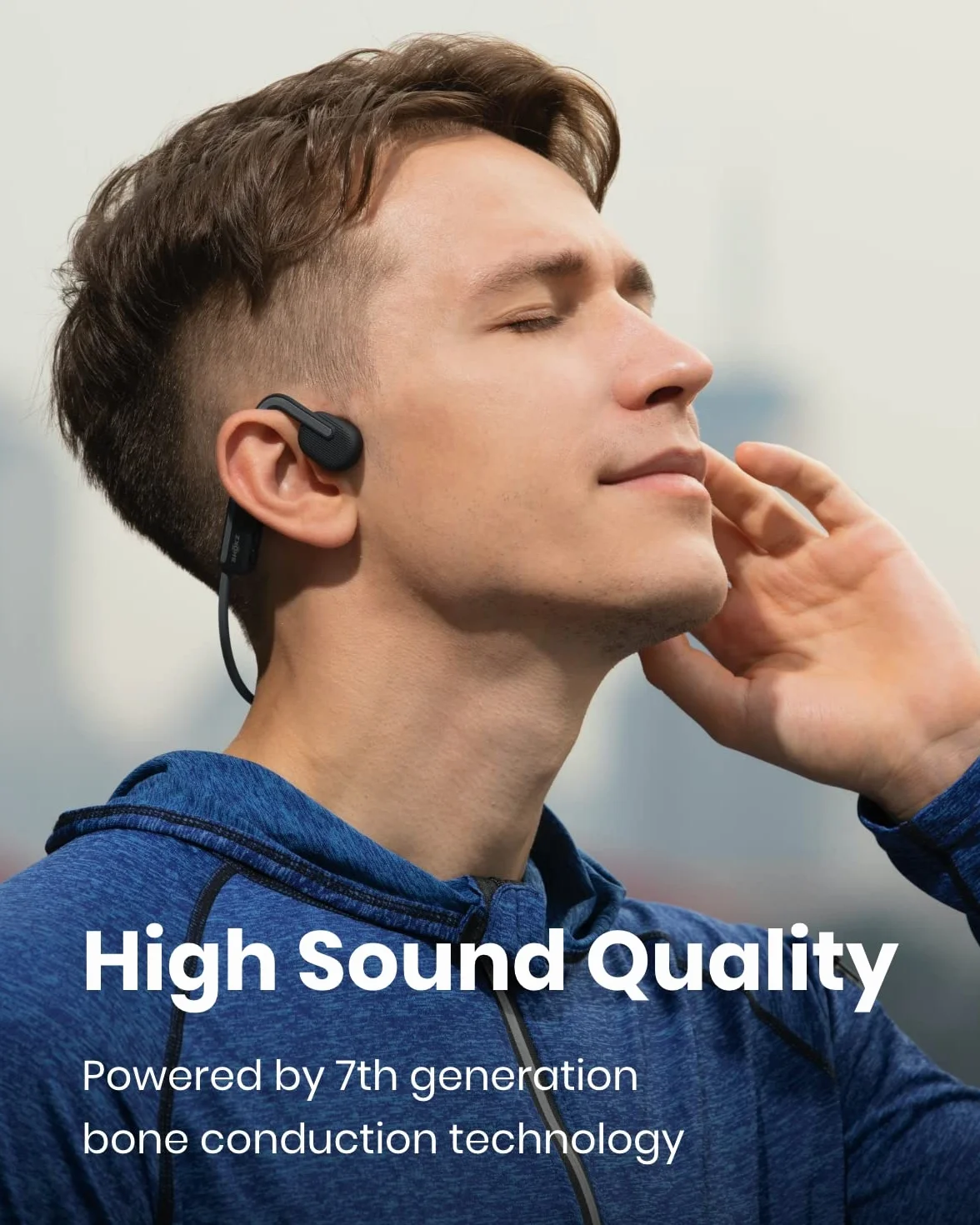 SHOKZ OpenMove Przewodnictwo Kostne, Bezprzewodowe Bluetooth 5.1, Otwarte Uszy, Czysty Dźwięk, Bateria 6h, Waga 29g, IP55, Słyszy Ruch i Otoczenie, do Biegania, Treningu i Codziennego Użytku,Szary